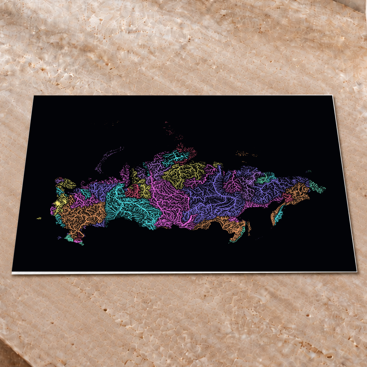 Beautiful Rivers — Rússia — Neon por território, Impressão fine art · 45 × 60 cm, Sem margem