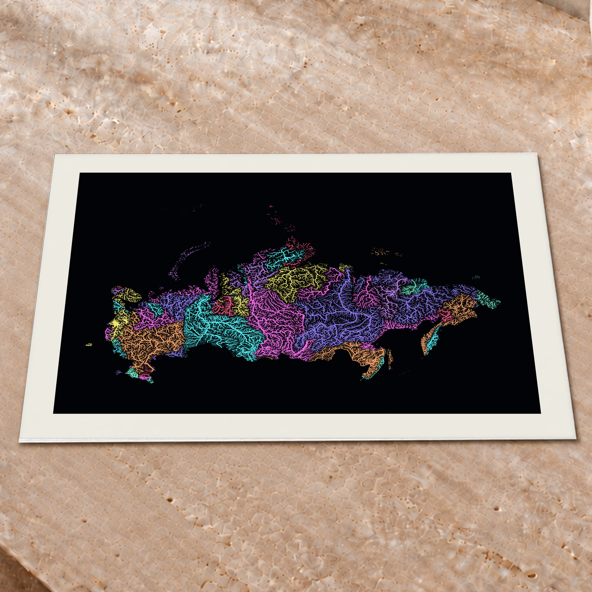 Beautiful Rivers — Rússia — Neon por território, Impressão fine art · 45 × 60 cm, Margem branca