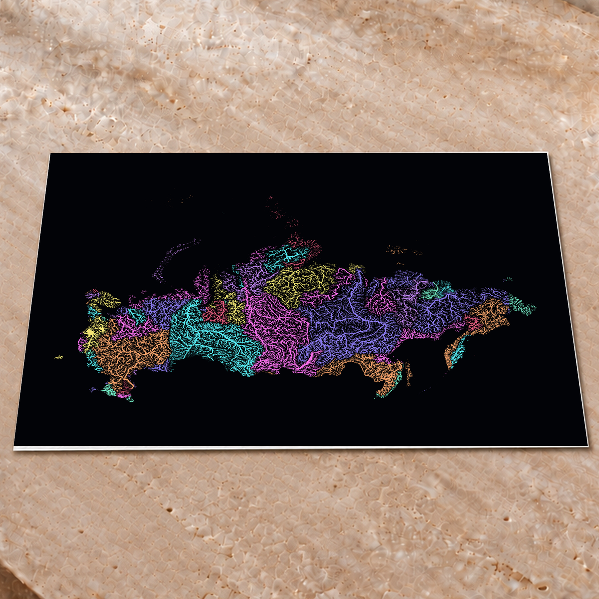 Beautiful Rivers — Rússia — Neon por território, Impressão fine art · 60 × 80 cm, Sem margem