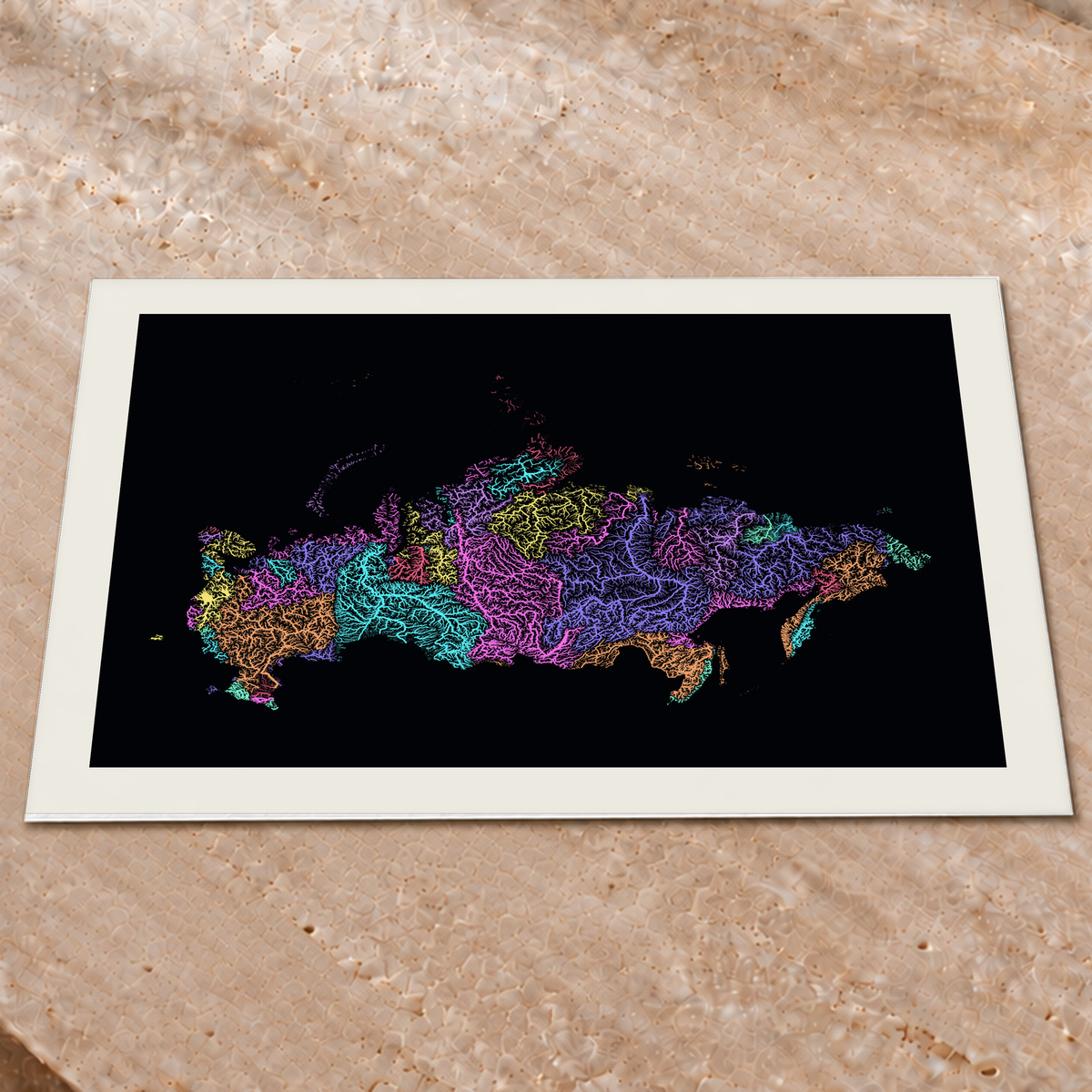 Beautiful Rivers — Rússia — Neon por território, Impressão fine art · 60 × 80 cm, Margem branca