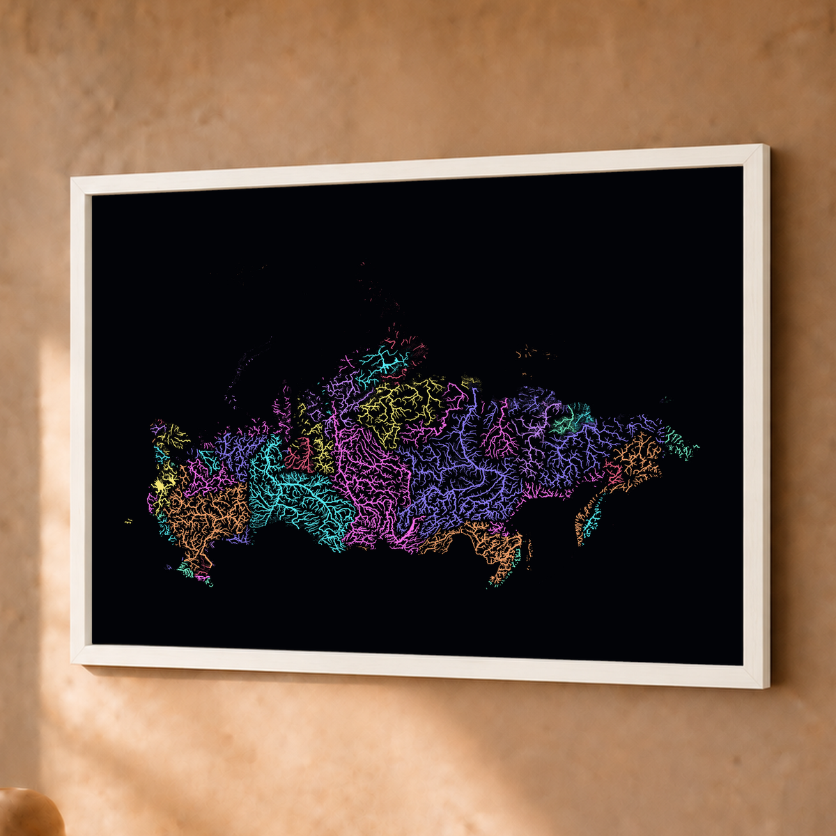 Beautiful Rivers — Rússia — Neon por território, Fine art emoldurado · 30 × 40 cm, Branco · Sem margem
