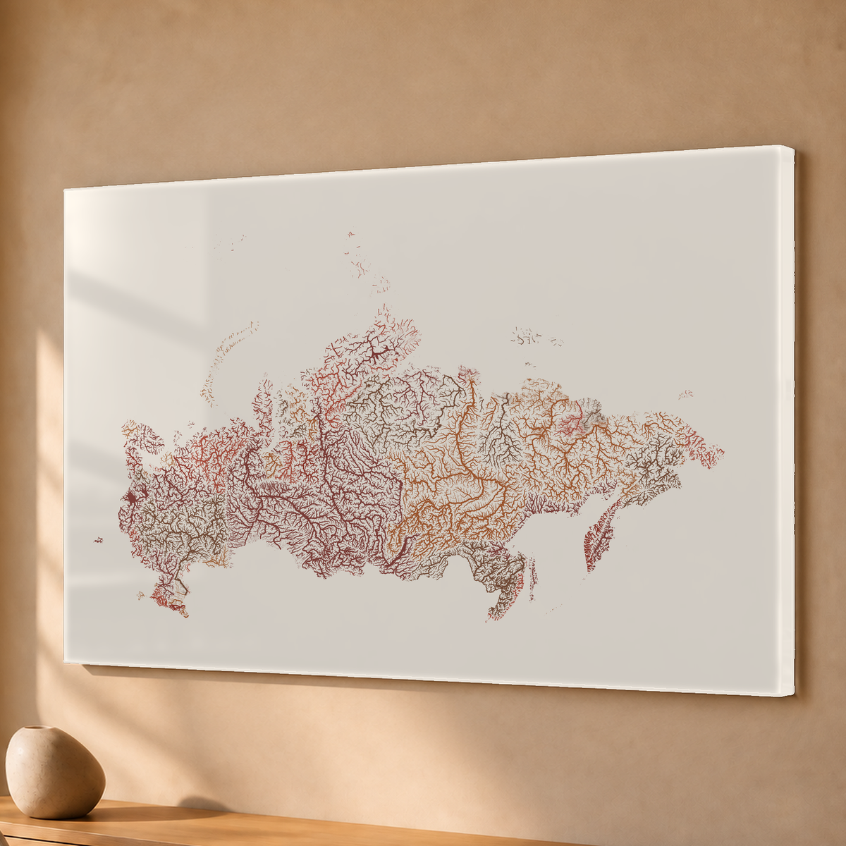 Beautiful Rivers — Rússia — Terracota e areia, Acrílico · 40 × 60 cm, Sem margem