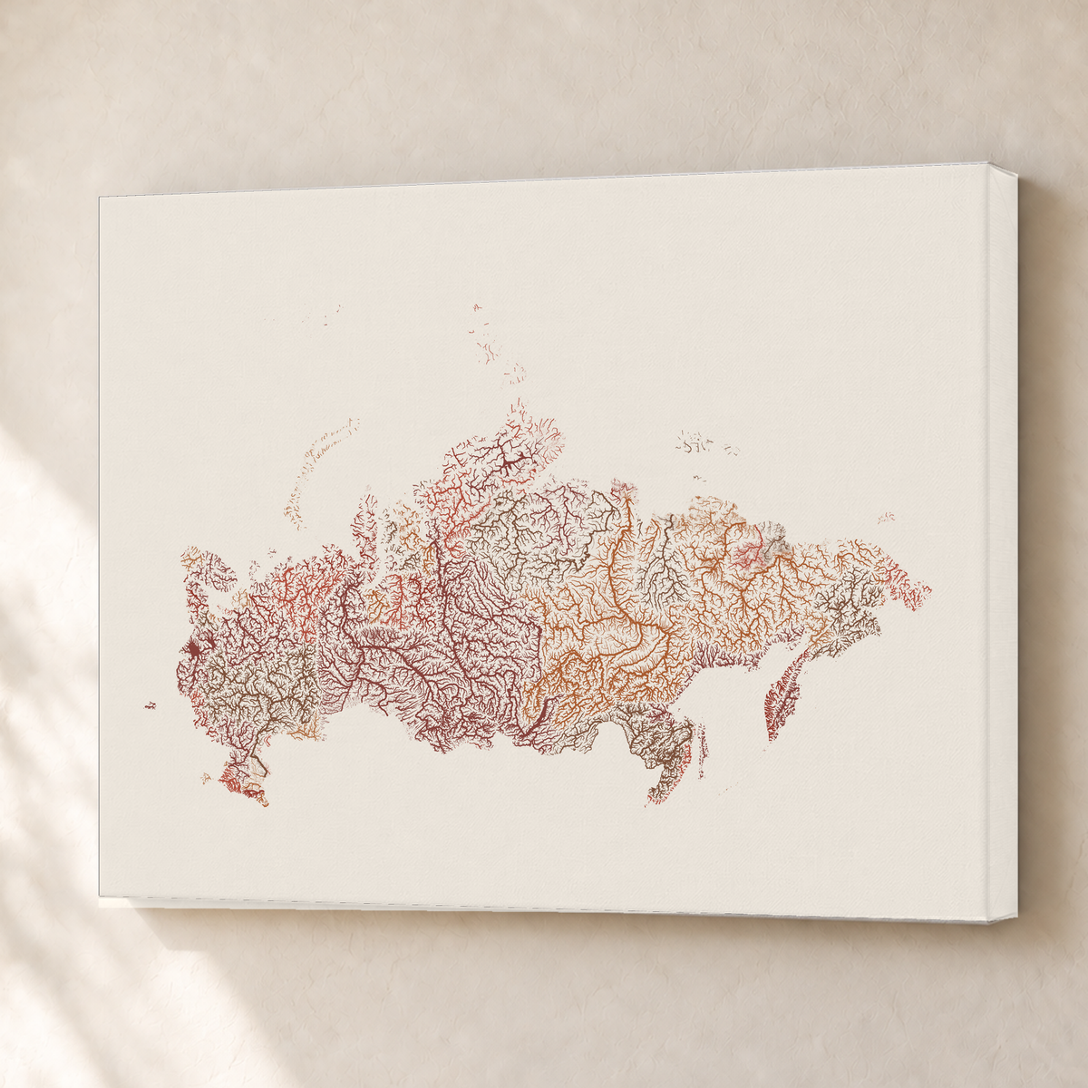 Beautiful Rivers — Rússia — Terracota e areia, Canvas · 45 × 60 cm, Sem margem