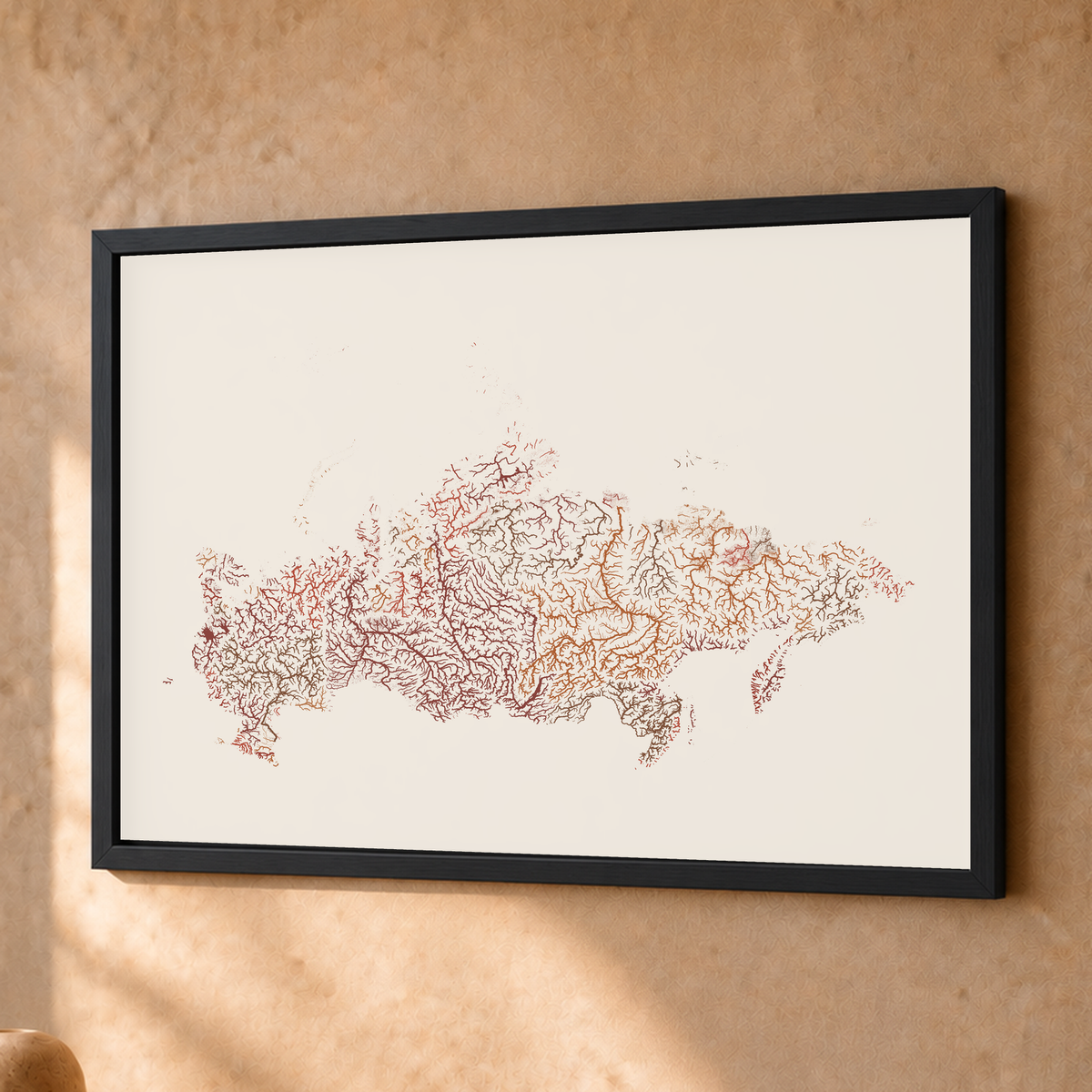 Beautiful Rivers — Rússia — Terracota e areia, Fine art emoldurado · 30 × 40 cm, Preto · Sem margem
