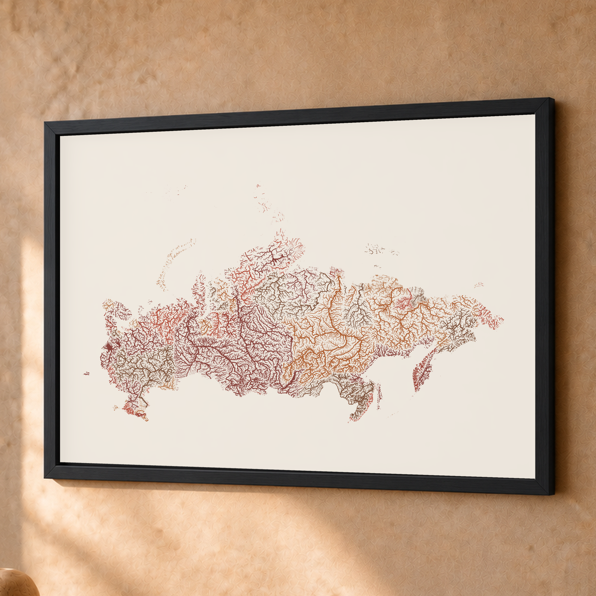 Beautiful Rivers — Rússia — Terracota e areia, Fine art emoldurado · 45 × 60 cm, Preto · Sem margem