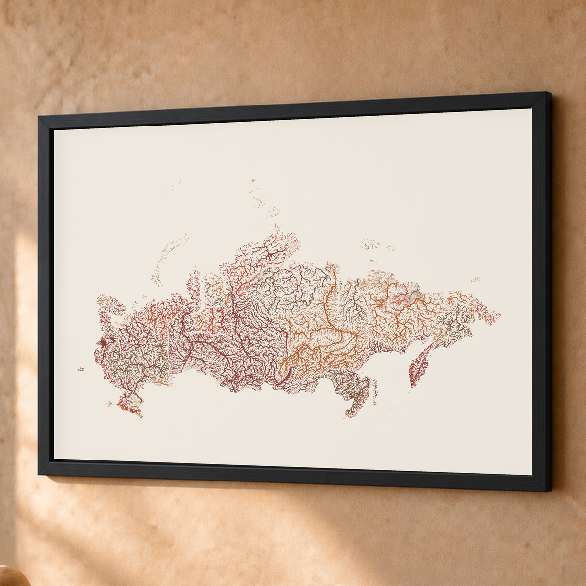 Beautiful Rivers — Rússia — Terracota e areia, Fine art emoldurado · 60 × 80 cm, Preto · Sem margem