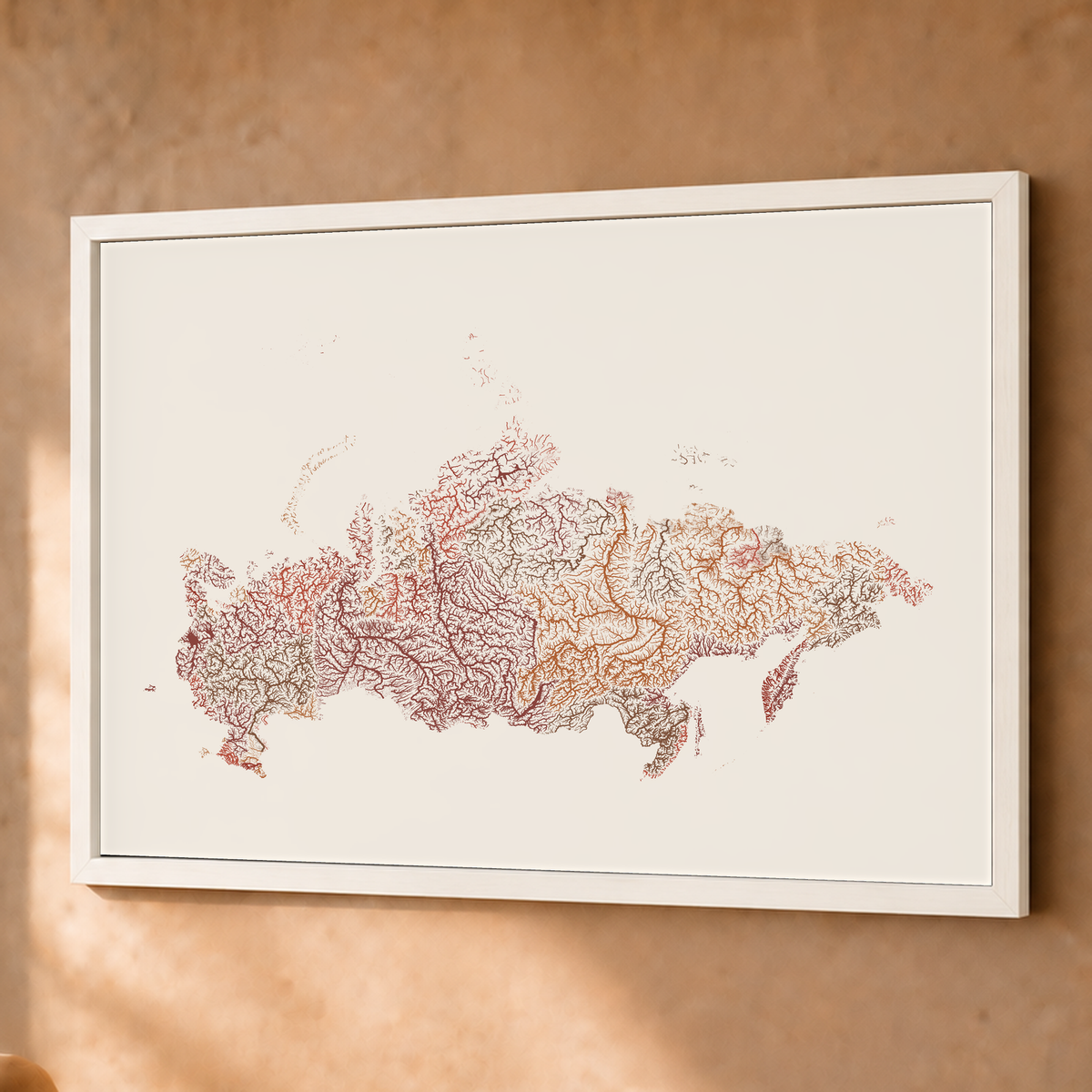 Beautiful Rivers — Rússia — Terracota e areia, Fine art emoldurado · 60 × 80 cm, Branco · Sem margem