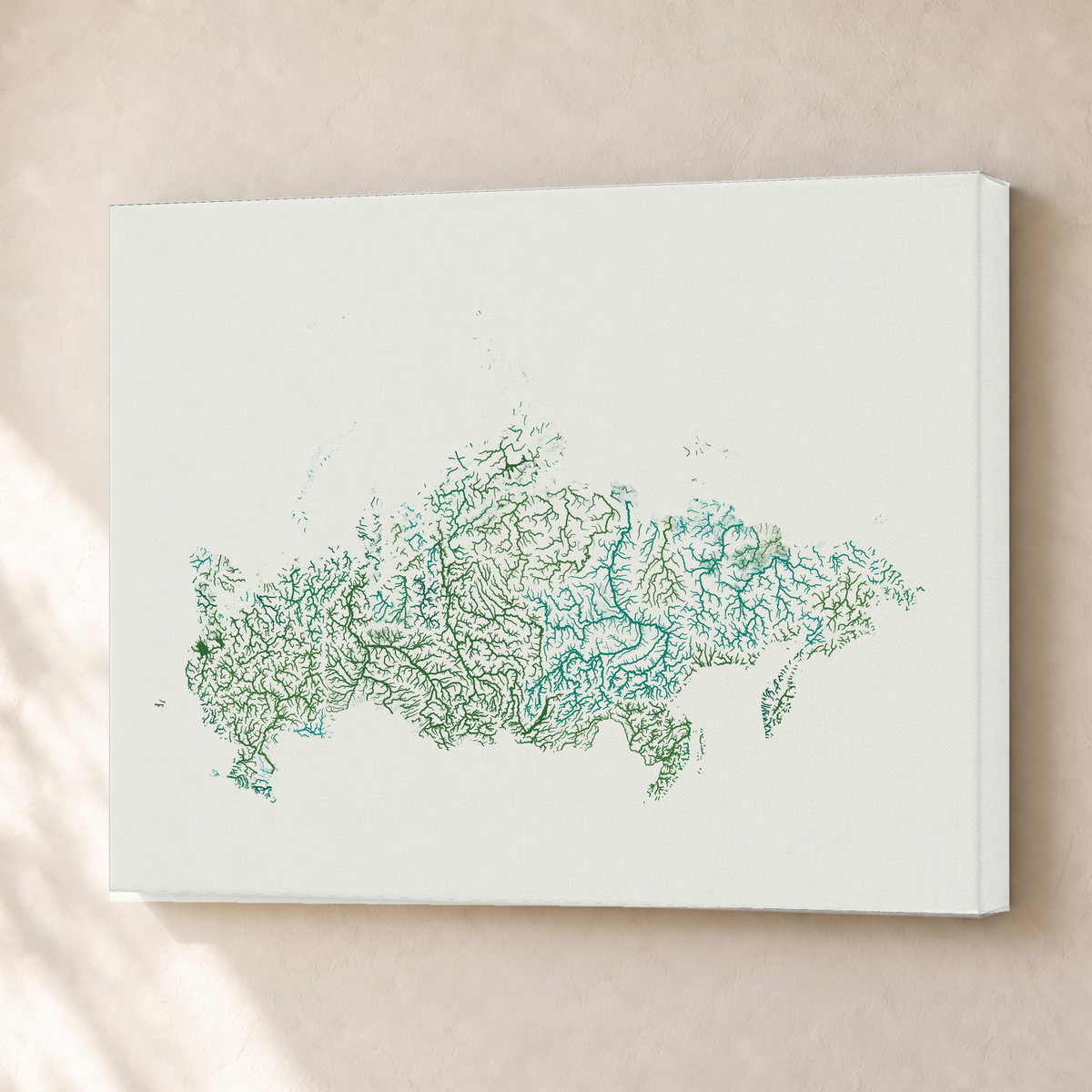 Beautiful Rivers — Rússia — Verde jade e porcelana, Canvas · 30 × 40 cm, Sem margem