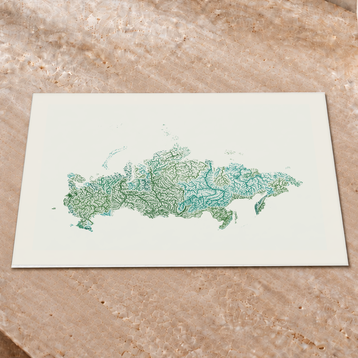 Beautiful Rivers — Rússia — Verde jade e porcelana, Impressão fine art · 45 × 60 cm, Margem branca