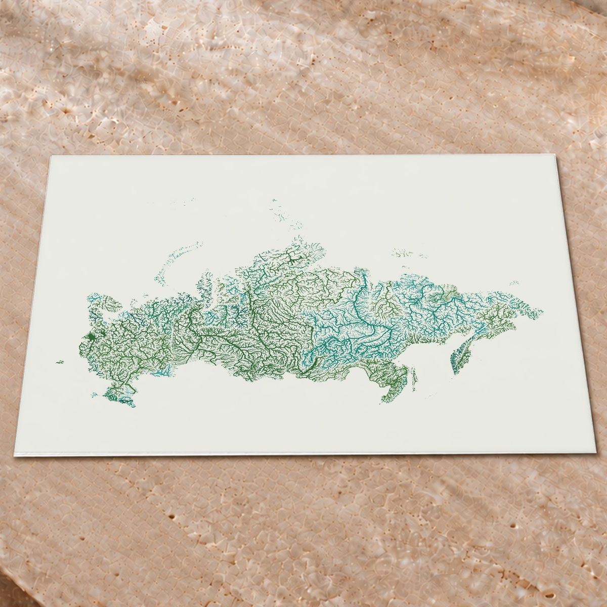 Beautiful Rivers — Rússia — Verde jade e porcelana, Impressão fine art · 60 × 80 cm, Sem margem