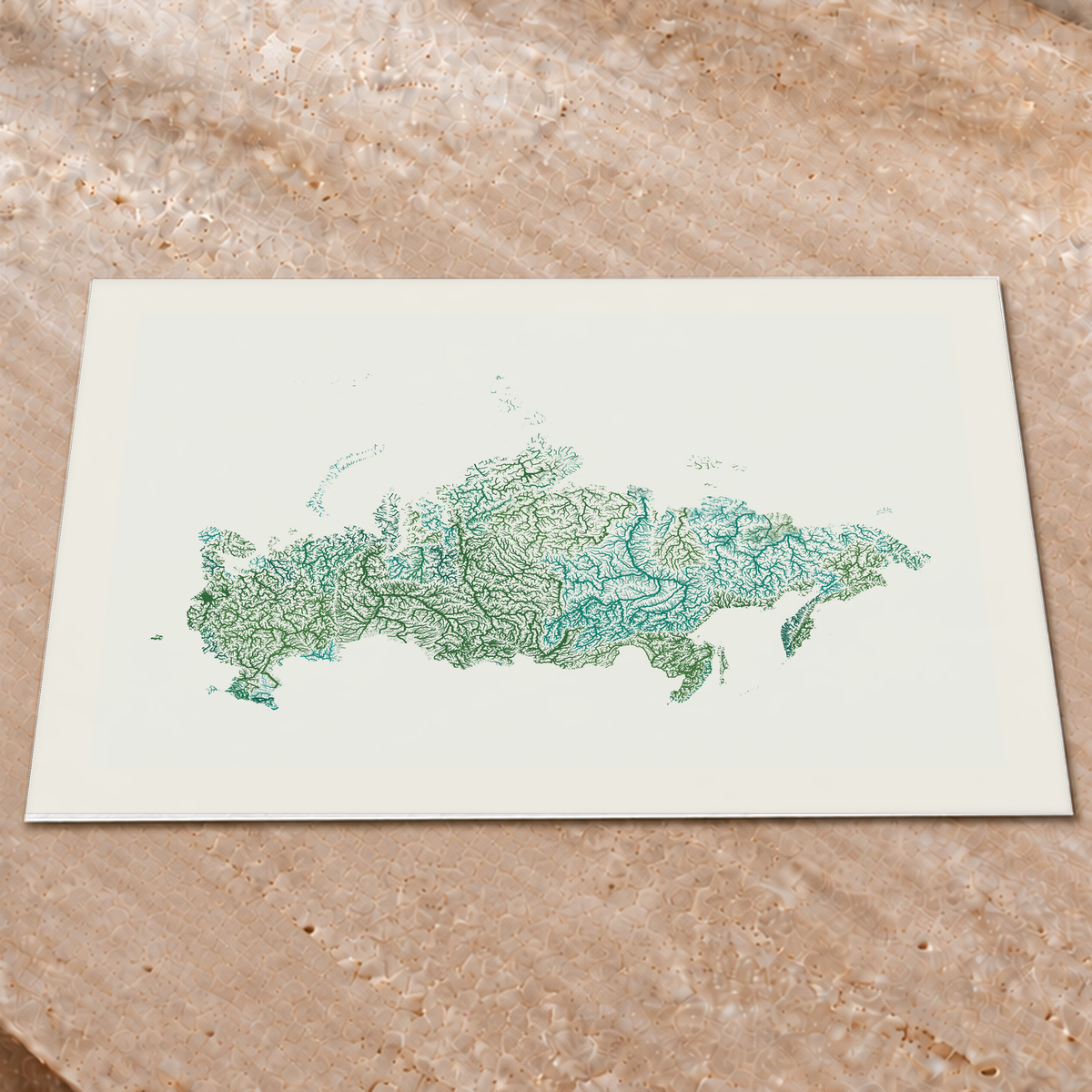 Beautiful Rivers — Rússia — Verde jade e porcelana, Impressão fine art · 60 × 80 cm, Margem branca