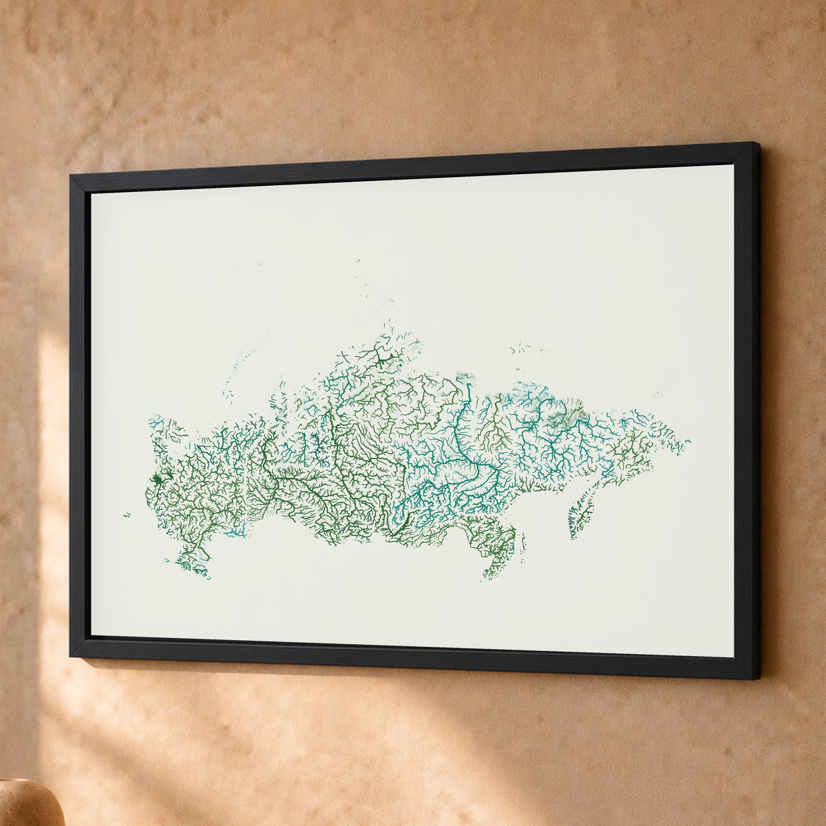 Beautiful Rivers — Rússia — Verde jade e porcelana, Fine art emoldurado · 30 × 40 cm, Preto · Sem margem