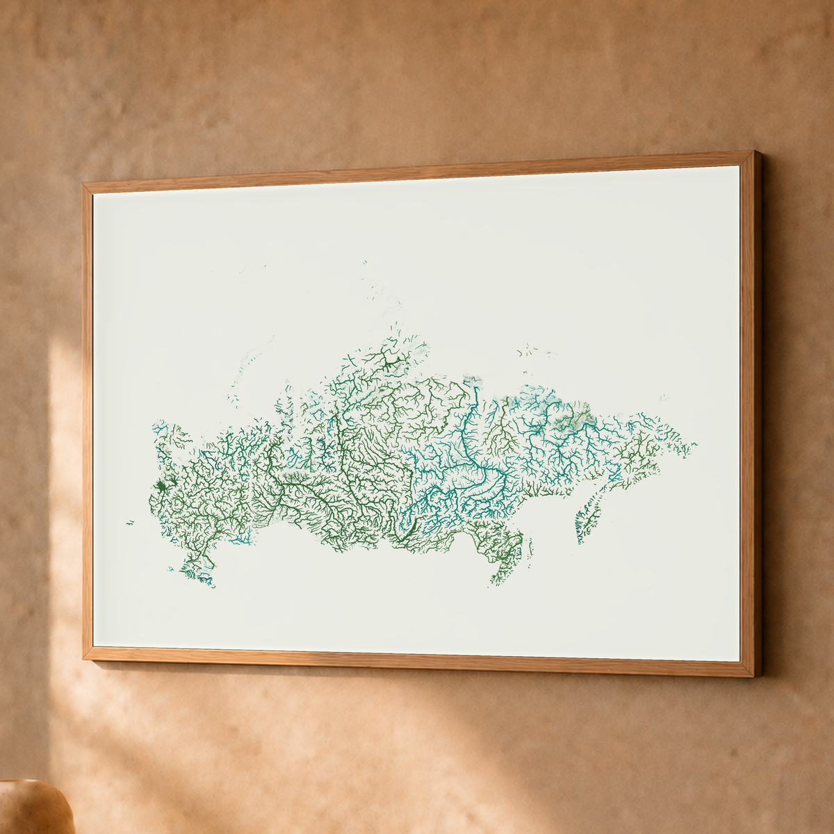 Beautiful Rivers — Rússia — Verde jade e porcelana, Fine art emoldurado · 30 × 40 cm, Natural · Sem margem