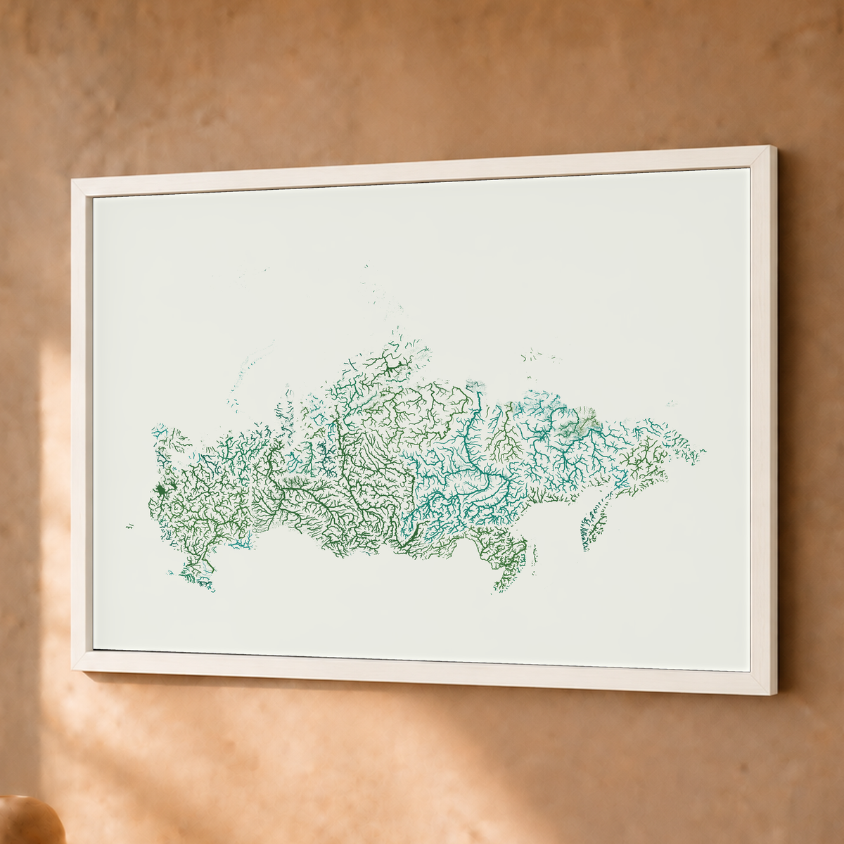 Beautiful Rivers — Rússia — Verde jade e porcelana, Fine art emoldurado · 30 × 40 cm, Branco · Sem margem