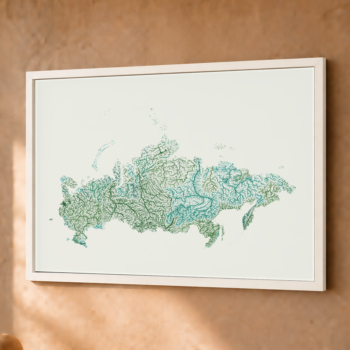 Beautiful Rivers — Rússia — Verde jade e porcelana, Fine art emoldurado · 45 × 60 cm, Branco · Sem margem