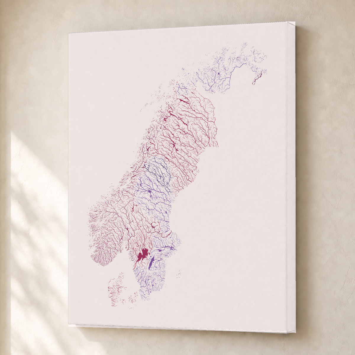 Beautiful Rivers — Escandinávia — Ameixa e rosé, Canvas · 30 × 40 cm, Sem margem