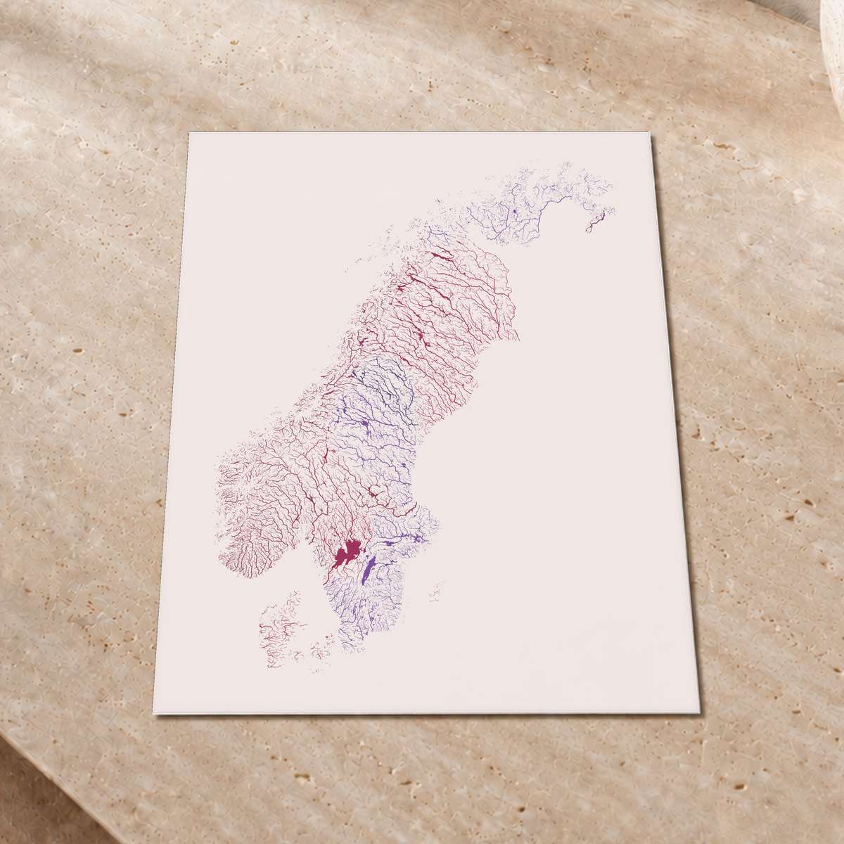 Beautiful Rivers — Escandinávia — Ameixa e rosé, Impressão fine art · 30 × 40 cm, Sem margem