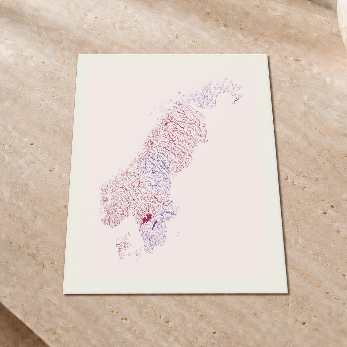 Beautiful Rivers — Escandinávia — Ameixa e rosé, Impressão fine art · 30 × 40 cm, Margem branca