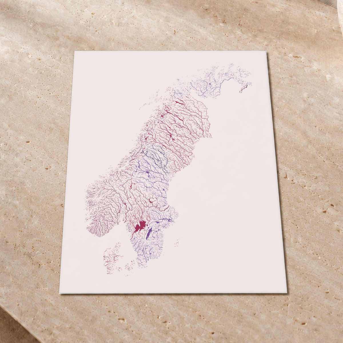 Beautiful Rivers — Escandinávia — Ameixa e rosé, Impressão fine art · 45 × 60 cm, Sem margem