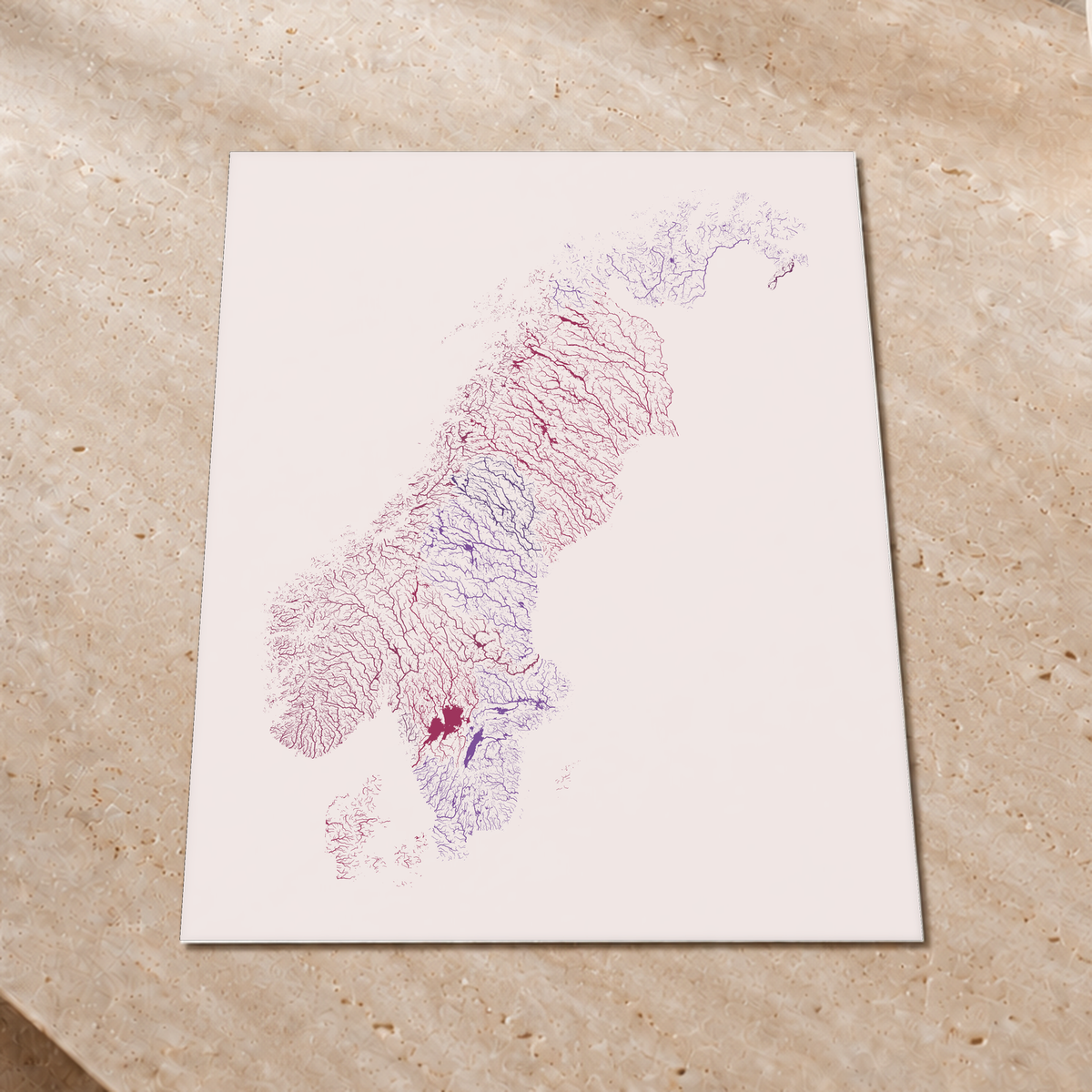 Beautiful Rivers — Escandinávia — Ameixa e rosé, Impressão fine art · 60 × 80 cm, Sem margem