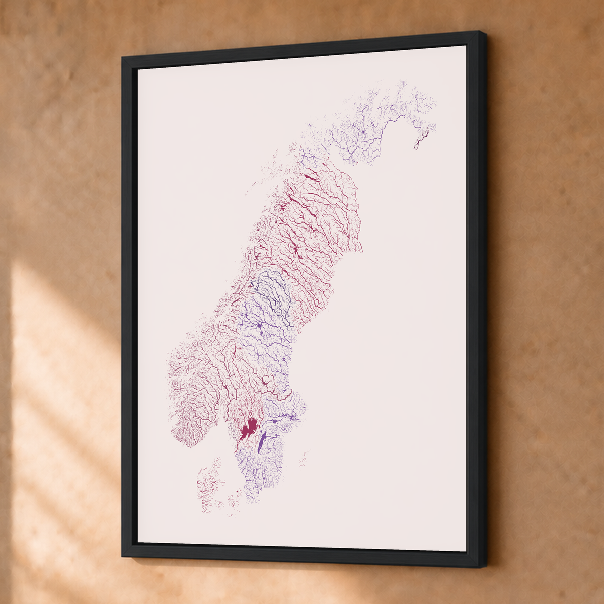 Beautiful Rivers — Escandinávia — Ameixa e rosé, Fine art emoldurado · 30 × 40 cm, Preto · Sem margem