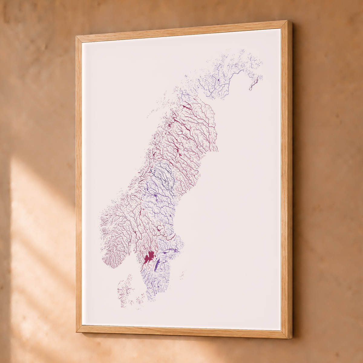 Beautiful Rivers — Escandinávia — Ameixa e rosé, Fine art emoldurado · 30 × 40 cm, Natural · Sem margem