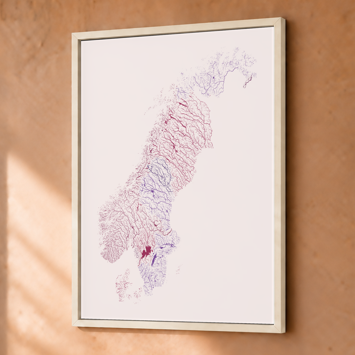 Beautiful Rivers — Escandinávia — Ameixa e rosé, Fine art emoldurado · 30 × 40 cm, Branco · Sem margem