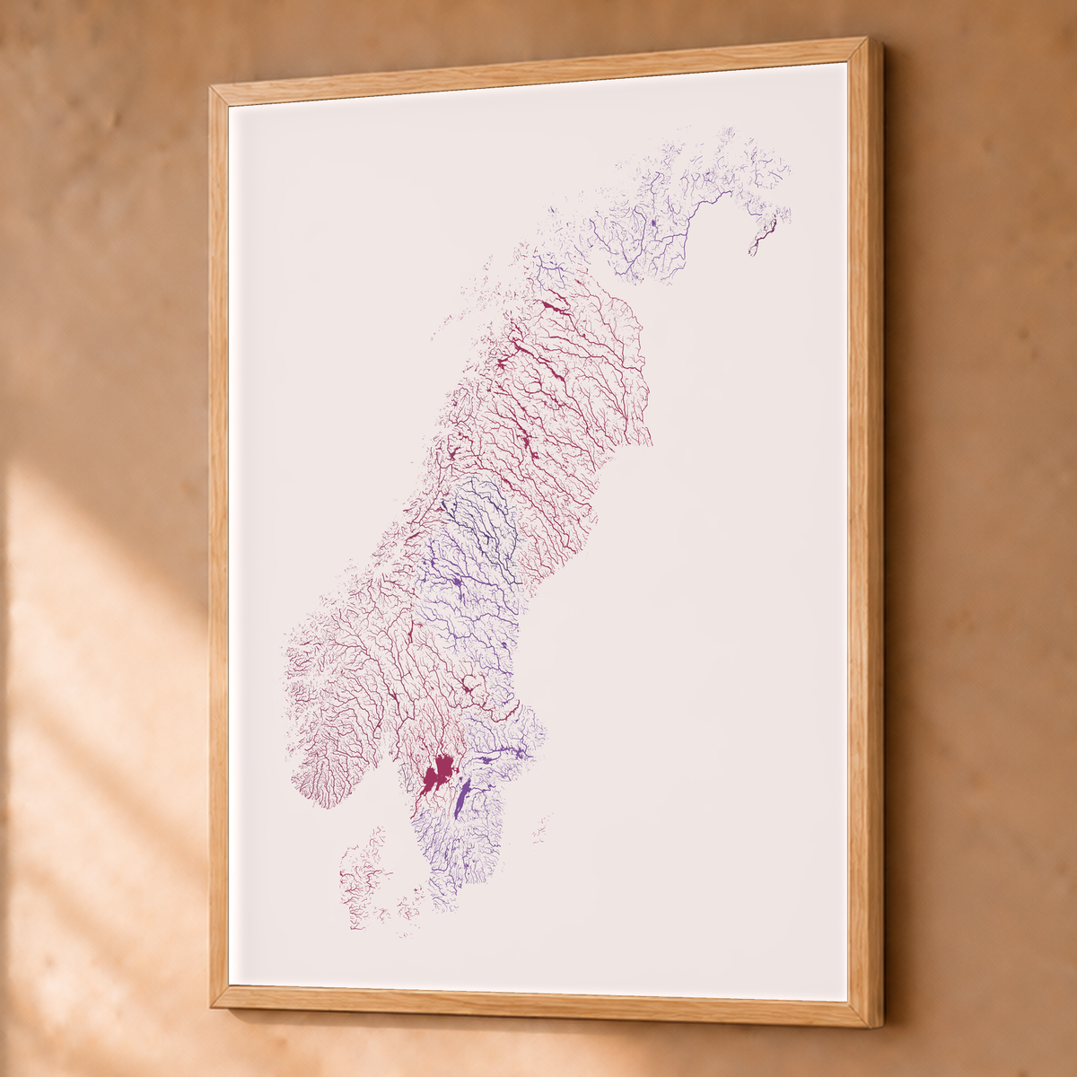 Beautiful Rivers — Escandinávia — Ameixa e rosé, Fine art emoldurado · 60 × 80 cm, Natural · Sem margem