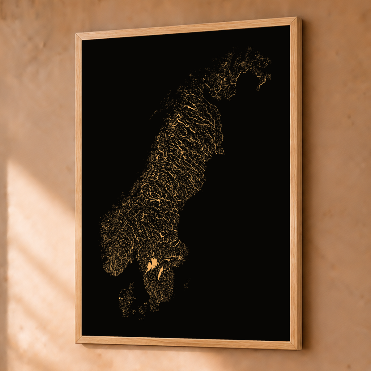 Beautiful Rivers — Escandinávia — Cobre, Fine art emoldurado · 45 × 60 cm, Natural · Sem margem