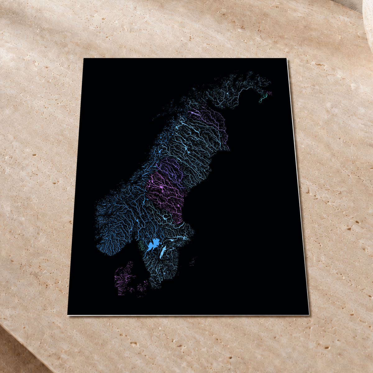 Beautiful Rivers — Escandinávia — Neon hidrográfico, Impressão fine art · 30 × 40 cm, Sem margem
