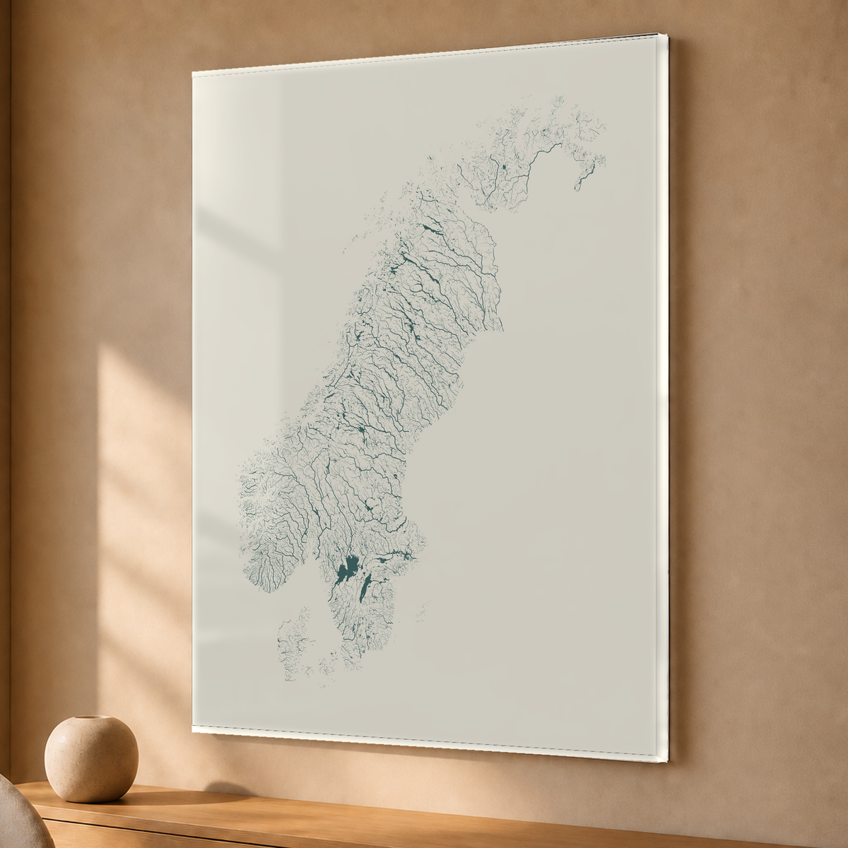 Beautiful Rivers — Escandinávia — Natural e luminosa, Acrílico · 30 × 40 cm, Sem margem