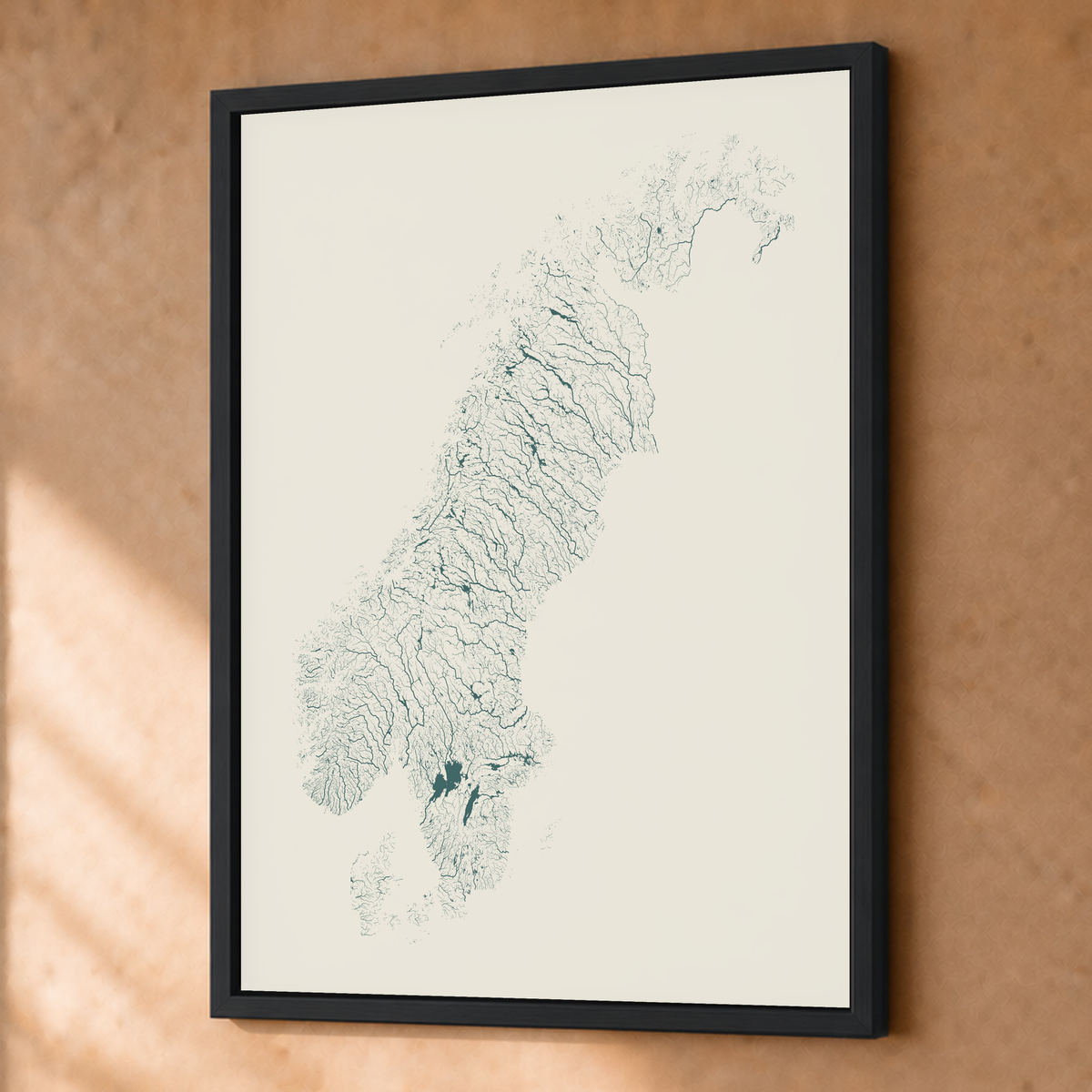 Beautiful Rivers — Escandinávia — Natural e luminosa, Fine art emoldurado · 45 × 60 cm, Preto · Sem margem