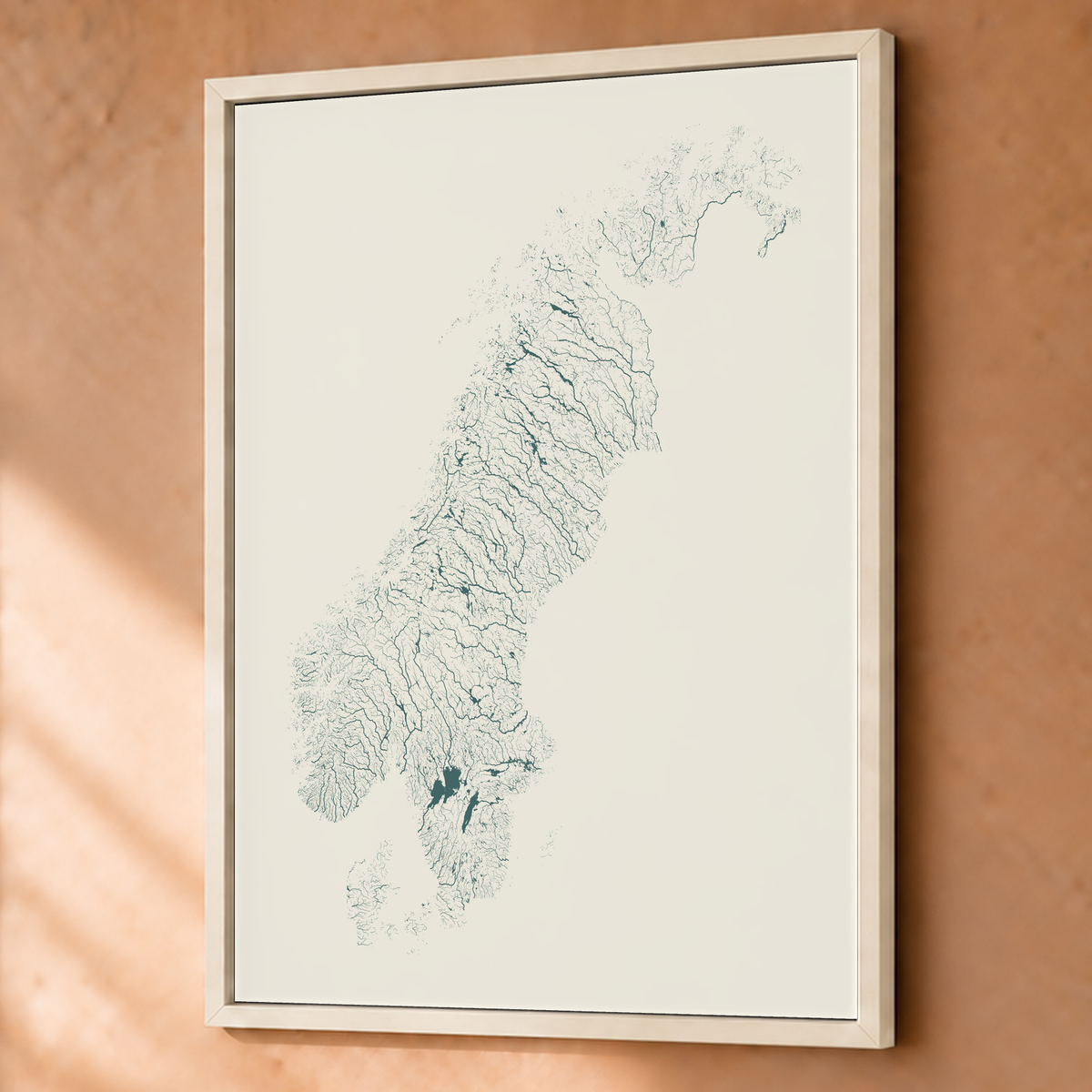 Beautiful Rivers — Escandinávia — Natural e luminosa, Fine art emoldurado · 60 × 80 cm, Branco · Sem margem