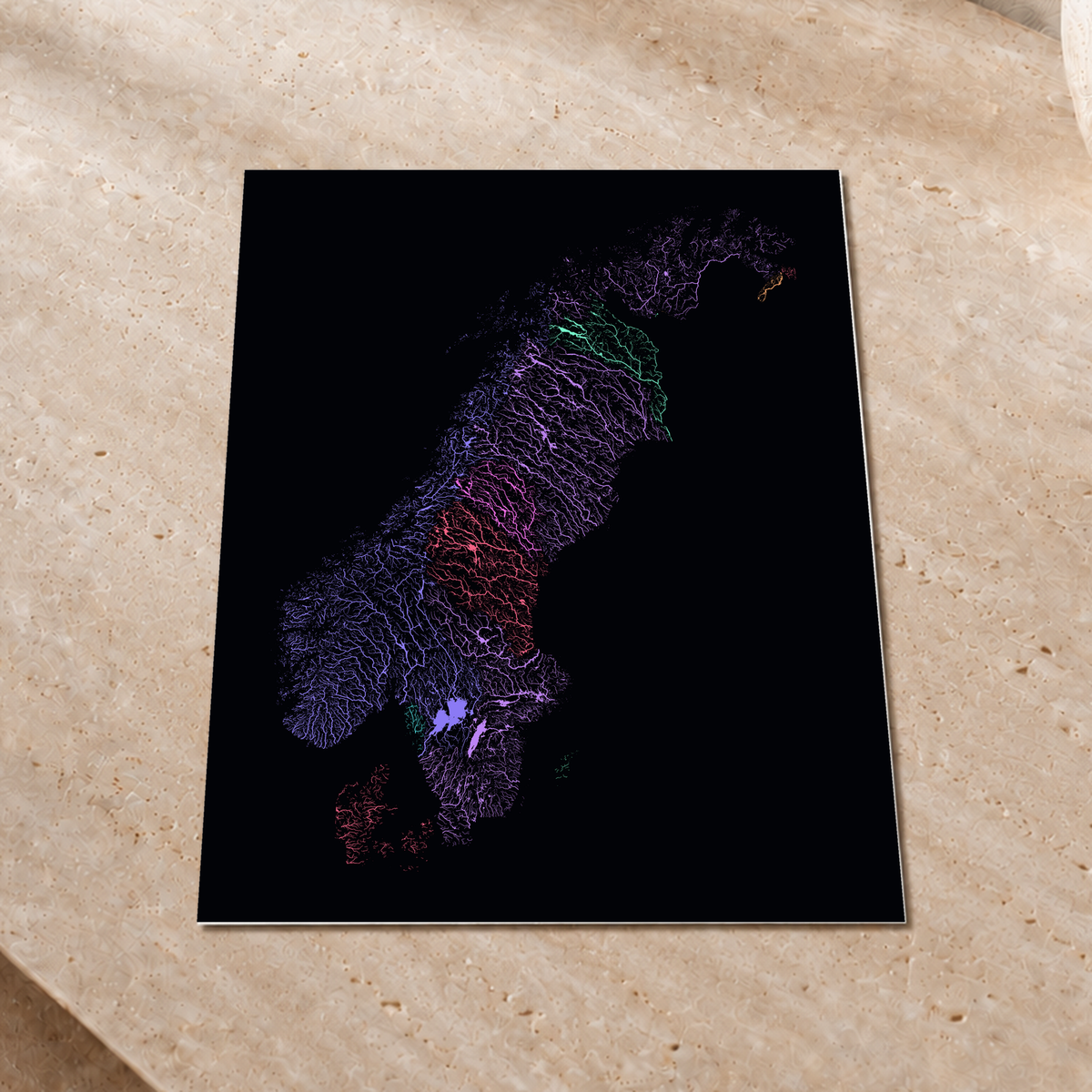 Beautiful Rivers — Escandinávia — Neon por território, Impressão fine art · 30 × 40 cm, Sem margem