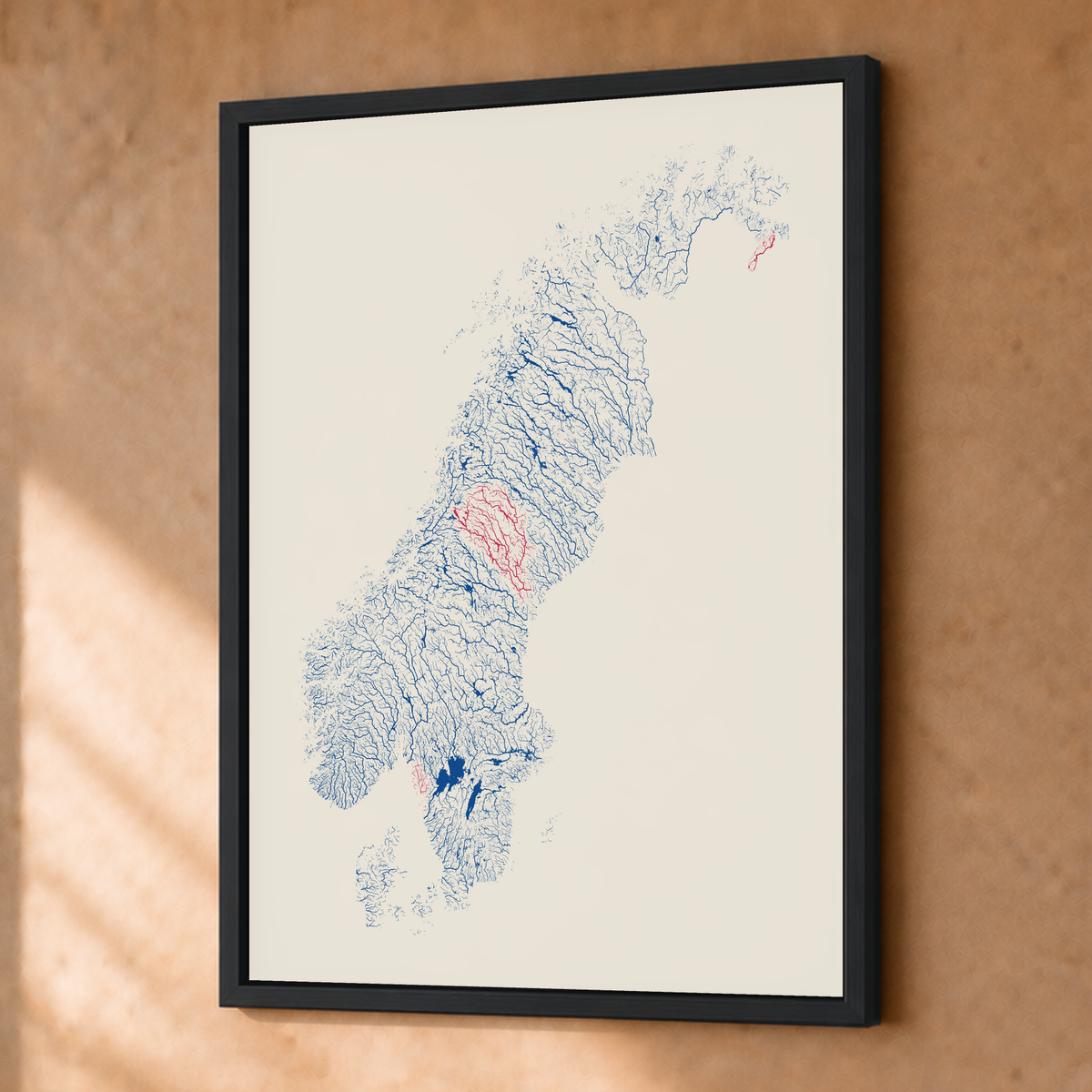 Beautiful Rivers — Escandinávia — Risografia, Fine art emoldurado · 30 × 40 cm, Preto · Sem margem