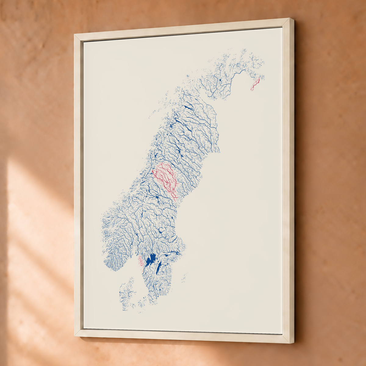 Beautiful Rivers — Escandinávia — Risografia, Fine art emoldurado · 30 × 40 cm, Branco · Sem margem