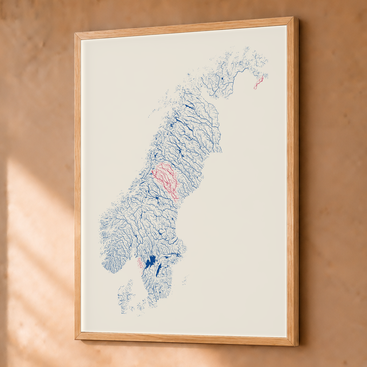 Beautiful Rivers — Escandinávia — Risografia, Fine art emoldurado · 45 × 60 cm, Natural · Sem margem
