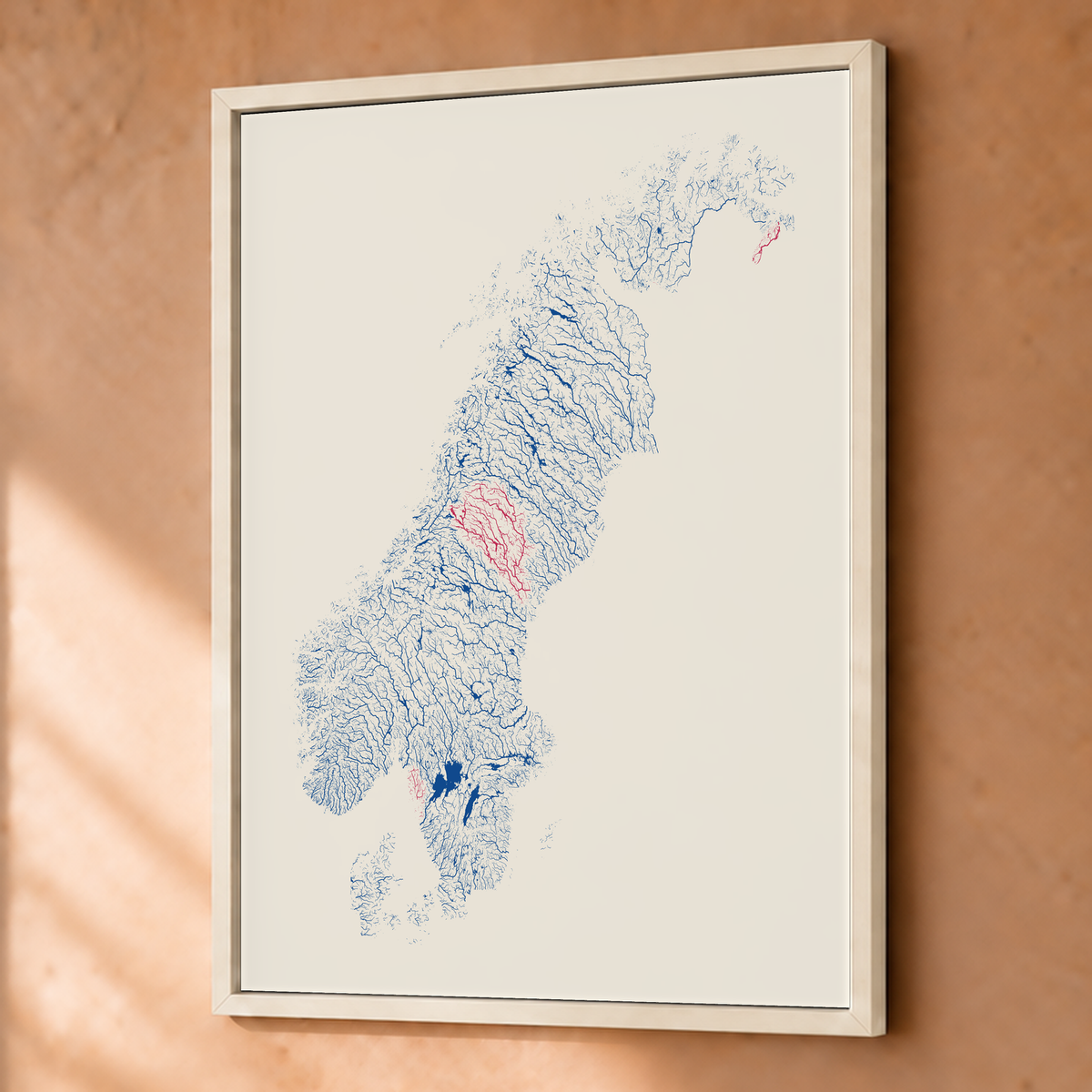 Beautiful Rivers — Escandinávia — Risografia, Fine art emoldurado · 45 × 60 cm, Branco · Sem margem