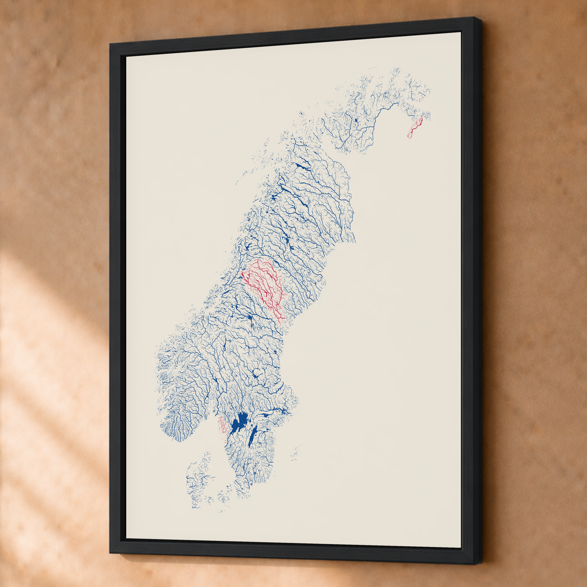 Beautiful Rivers — Escandinávia — Risografia, Fine art emoldurado · 60 × 80 cm, Preto · Sem margem