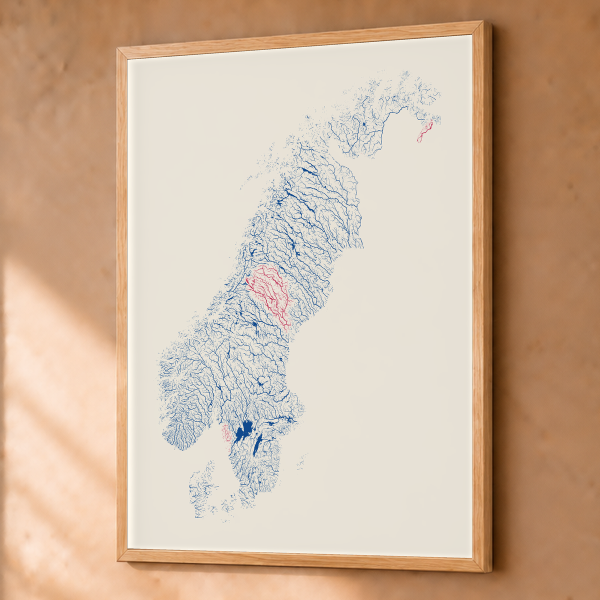 Beautiful Rivers — Escandinávia — Risografia, Fine art emoldurado · 60 × 80 cm, Natural · Sem margem