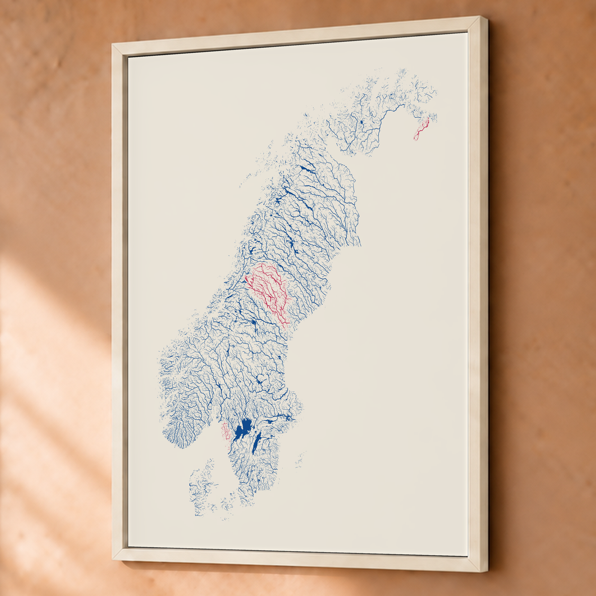 Beautiful Rivers — Escandinávia — Risografia, Fine art emoldurado · 60 × 80 cm, Branco · Sem margem