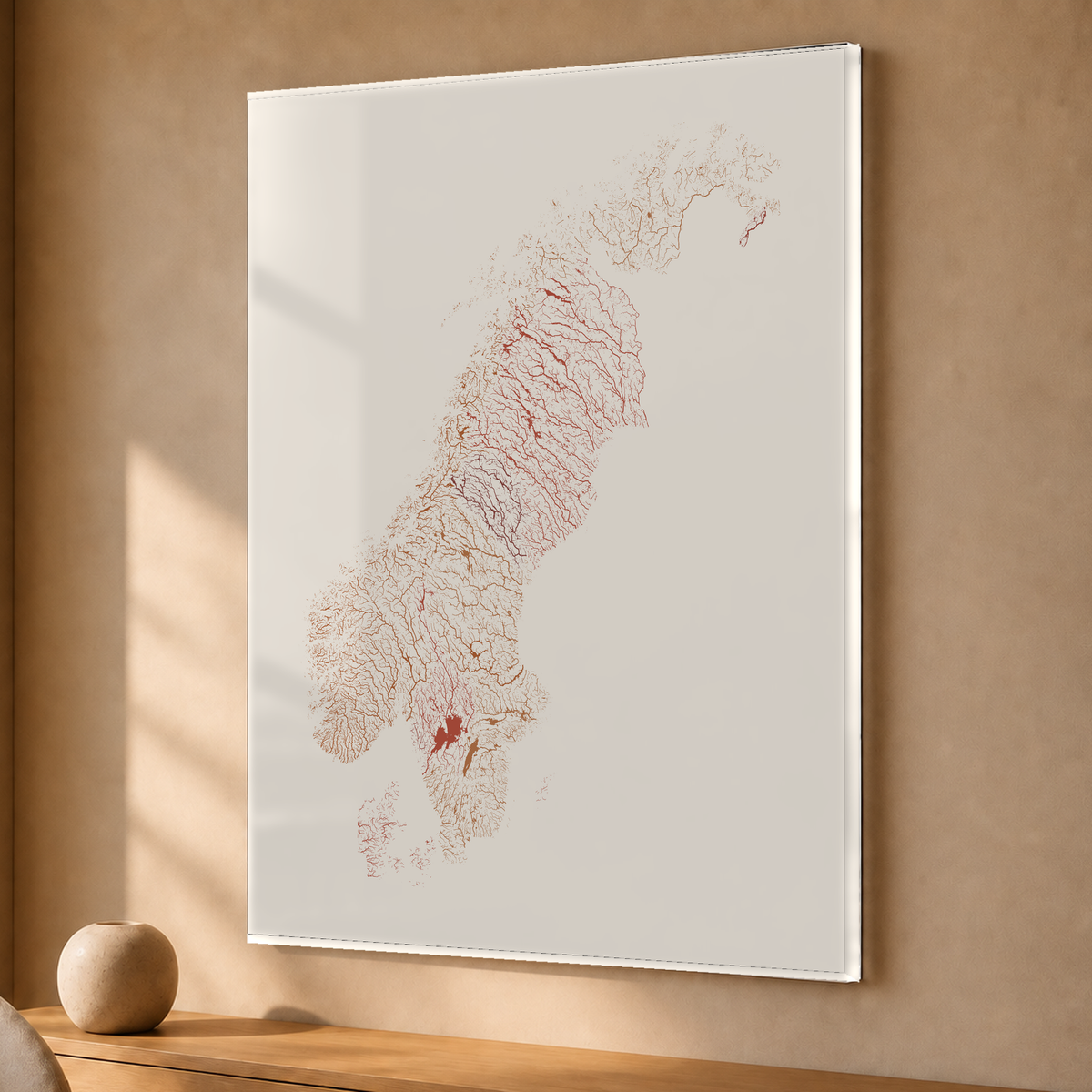 Beautiful Rivers — Escandinávia — Terracota e areia, Acrílico · 30 × 40 cm, Sem margem