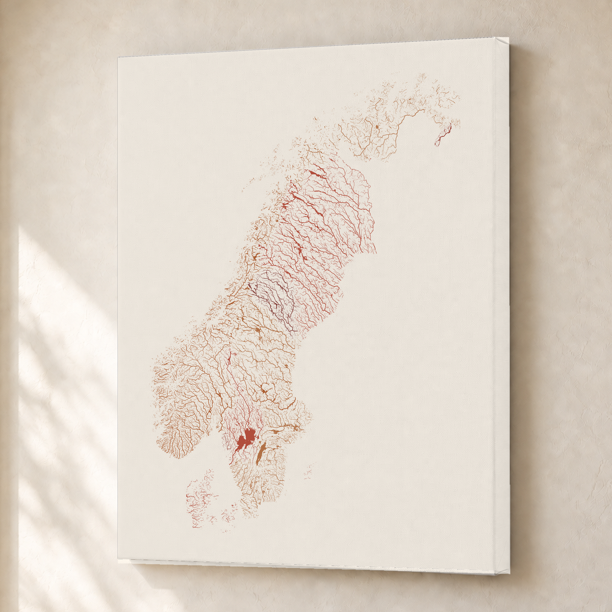 Beautiful Rivers — Escandinávia — Terracota e areia, Canvas · 30 × 40 cm, Sem margem