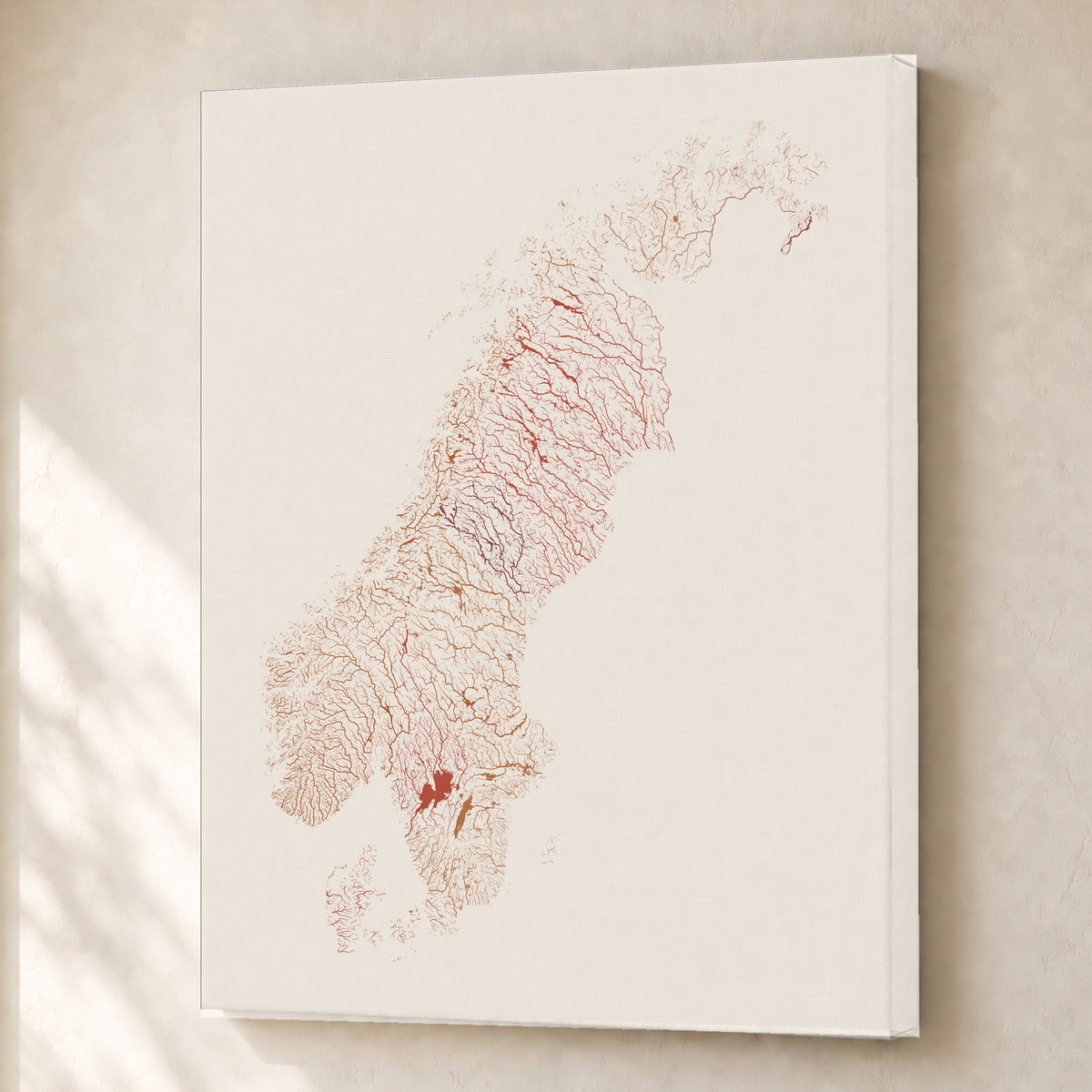 Beautiful Rivers — Escandinávia — Terracota e areia, Canvas · 45 × 60 cm, Sem margem