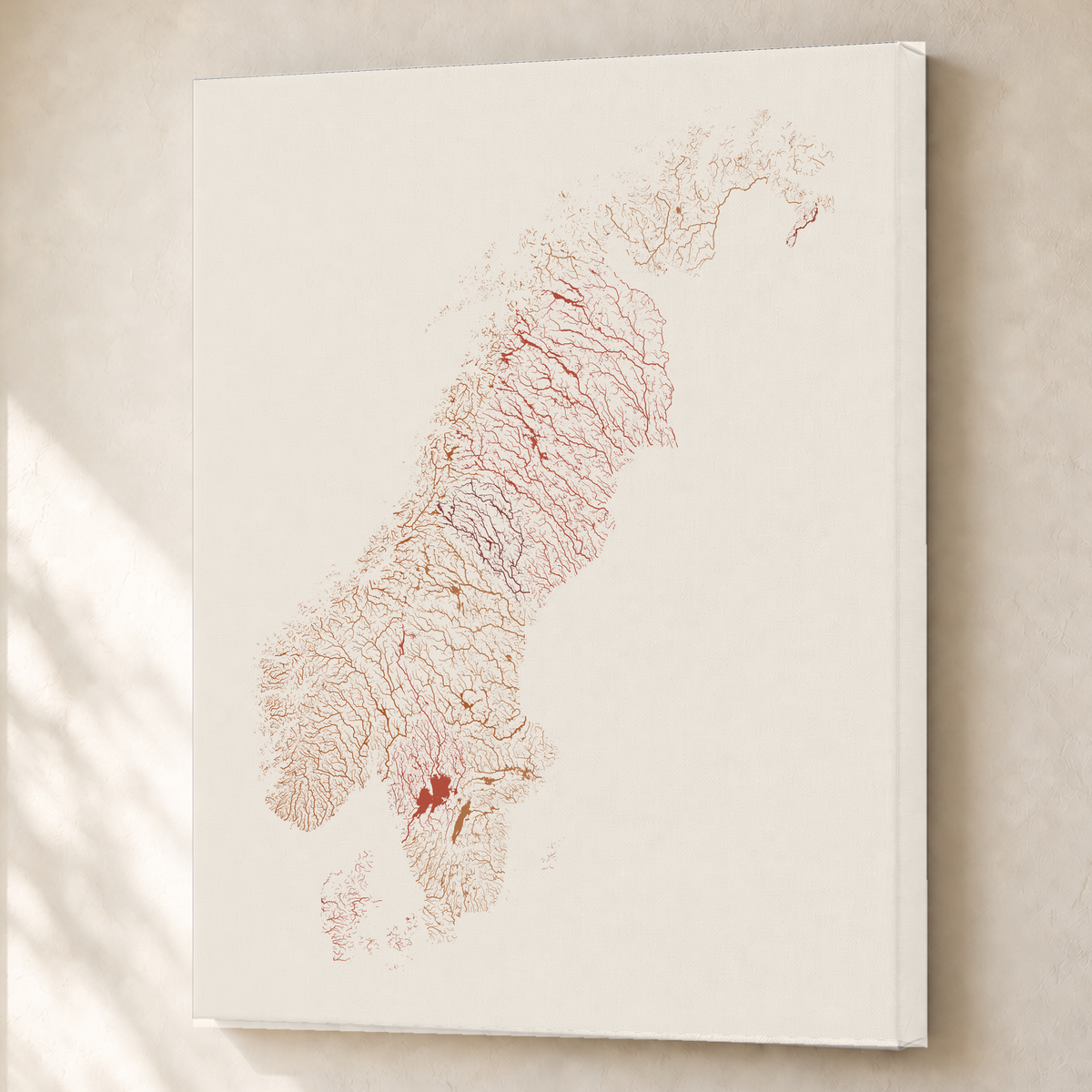 Beautiful Rivers — Escandinávia — Terracota e areia, Canvas · 60 × 80 cm, Sem margem