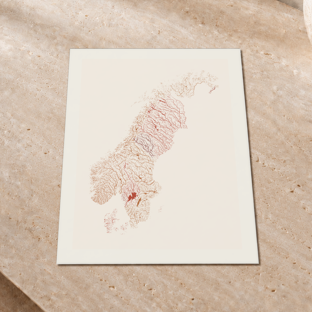 Beautiful Rivers — Escandinávia — Terracota e areia, Impressão fine art · 30 × 40 cm, Margem branca