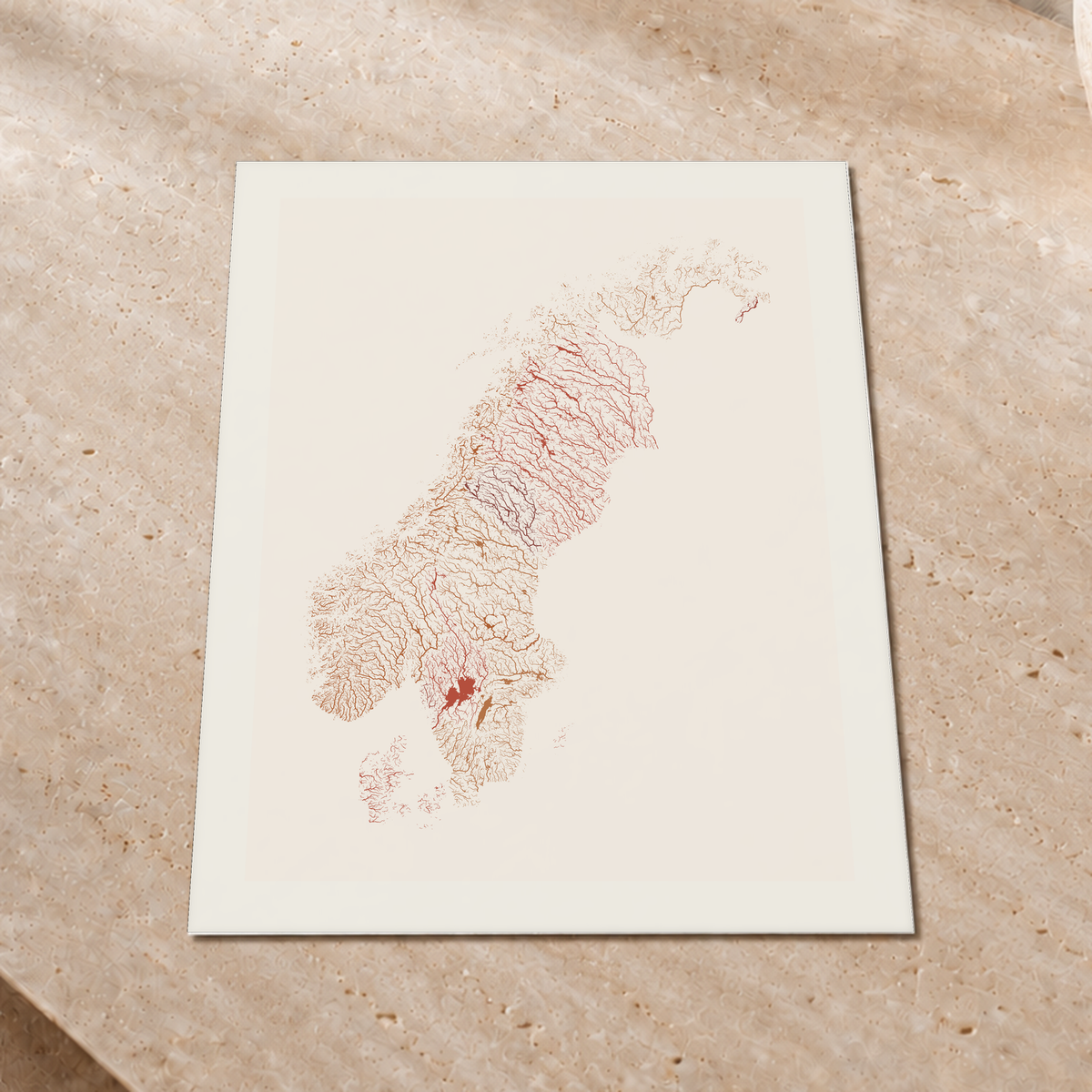 Beautiful Rivers — Escandinávia — Terracota e areia, Impressão fine art · 45 × 60 cm, Margem branca
