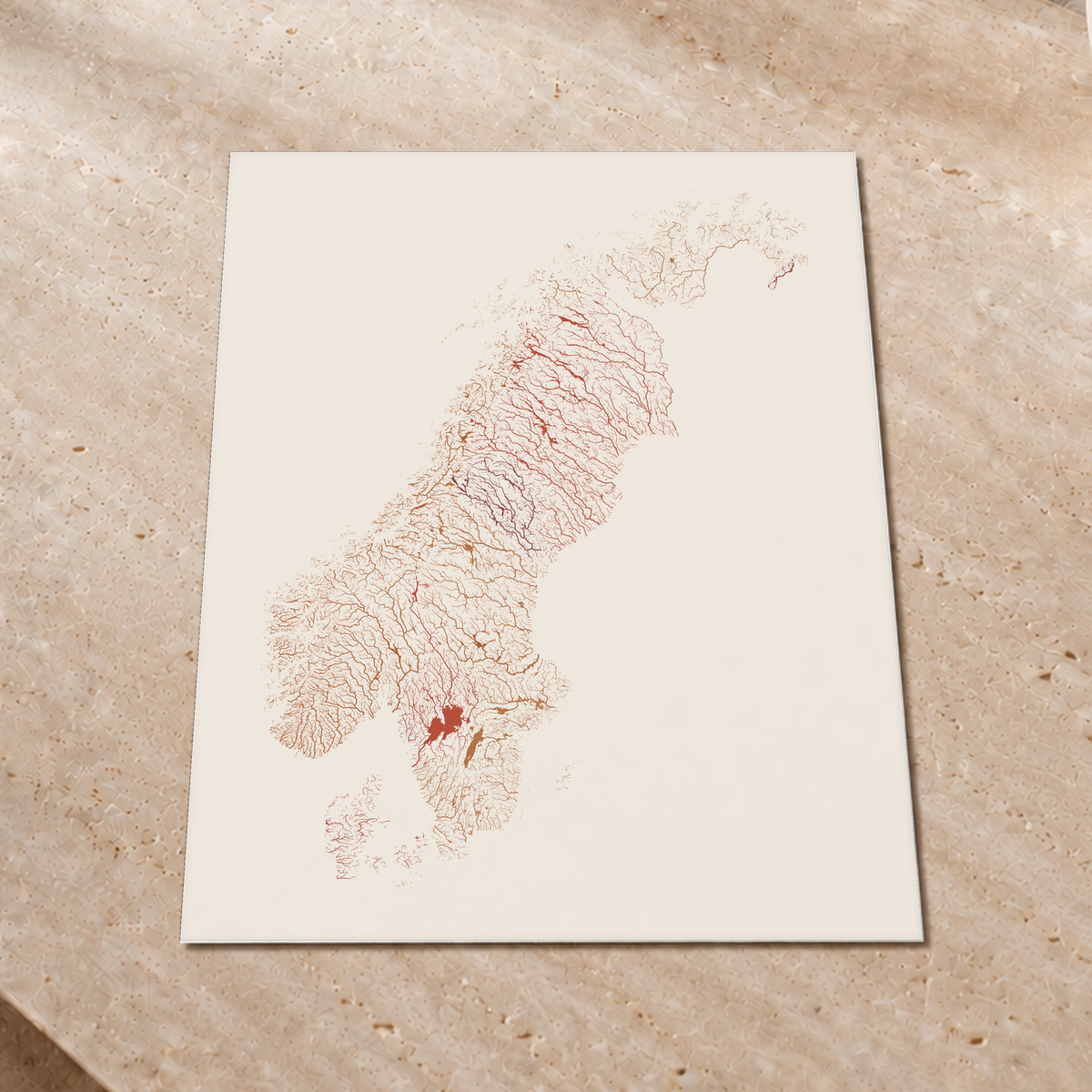 Beautiful Rivers — Escandinávia — Terracota e areia, Impressão fine art · 60 × 80 cm, Sem margem
