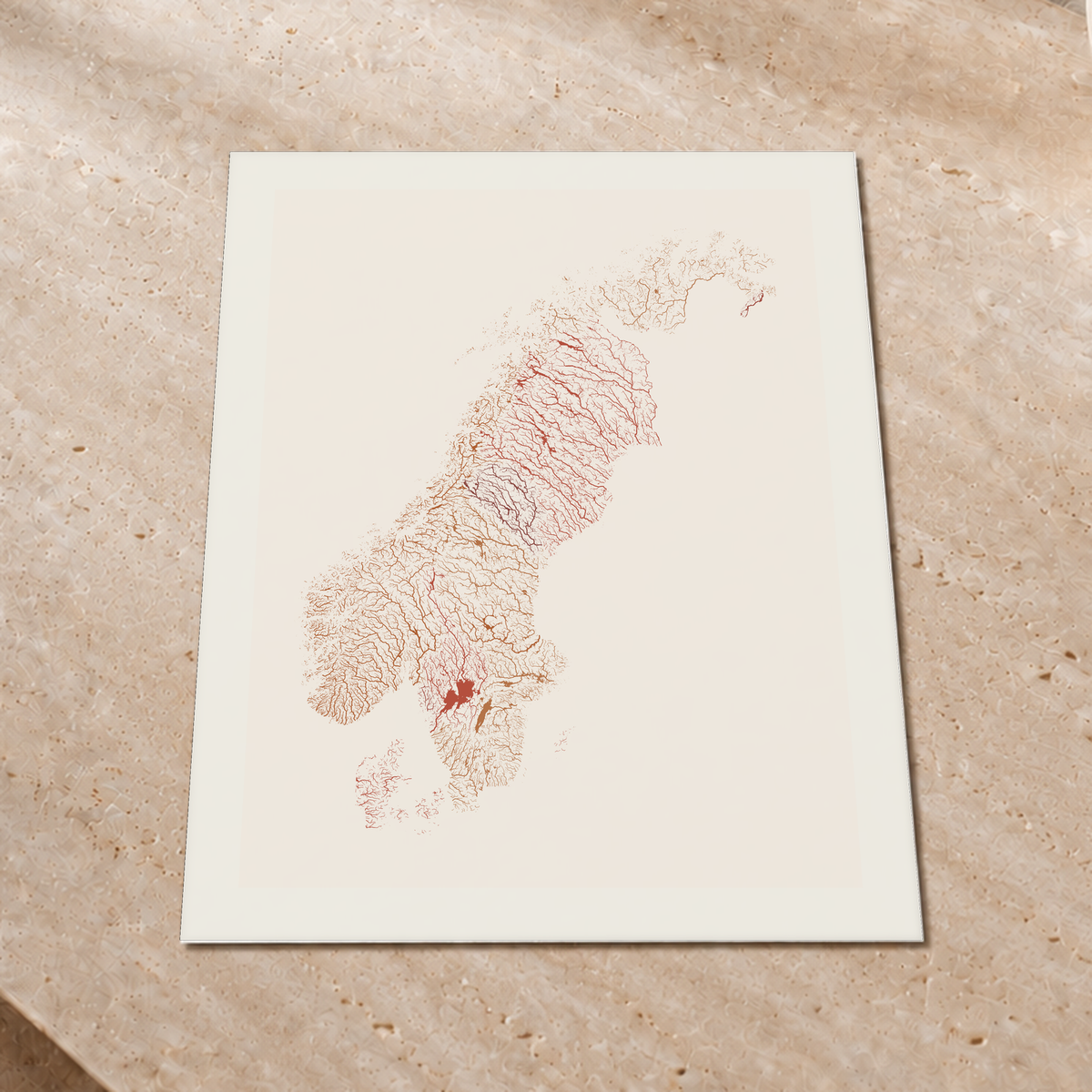 Beautiful Rivers — Escandinávia — Terracota e areia, Impressão fine art · 60 × 80 cm, Margem branca