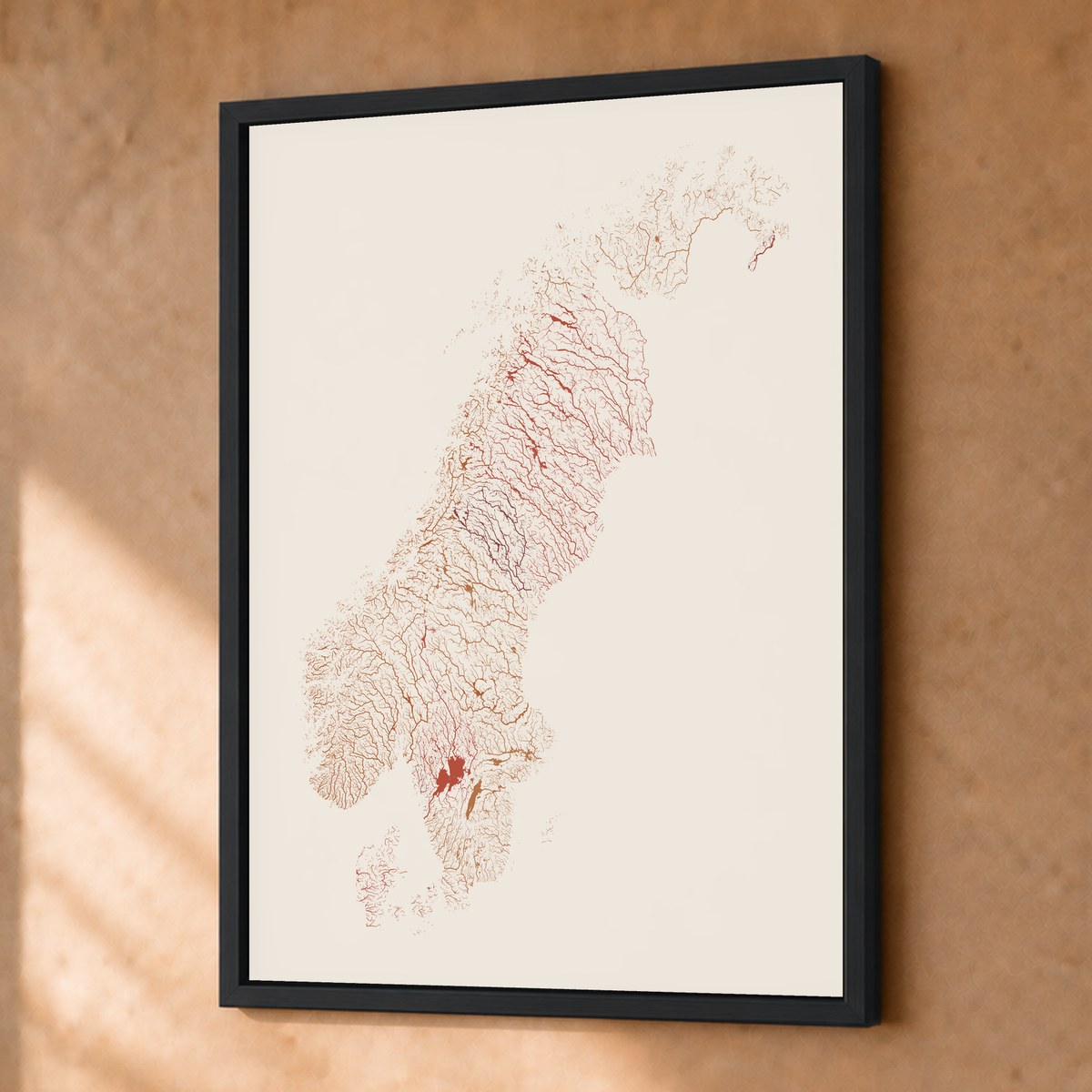 Beautiful Rivers — Escandinávia — Terracota e areia, Fine art emoldurado · 30 × 40 cm, Preto · Sem margem